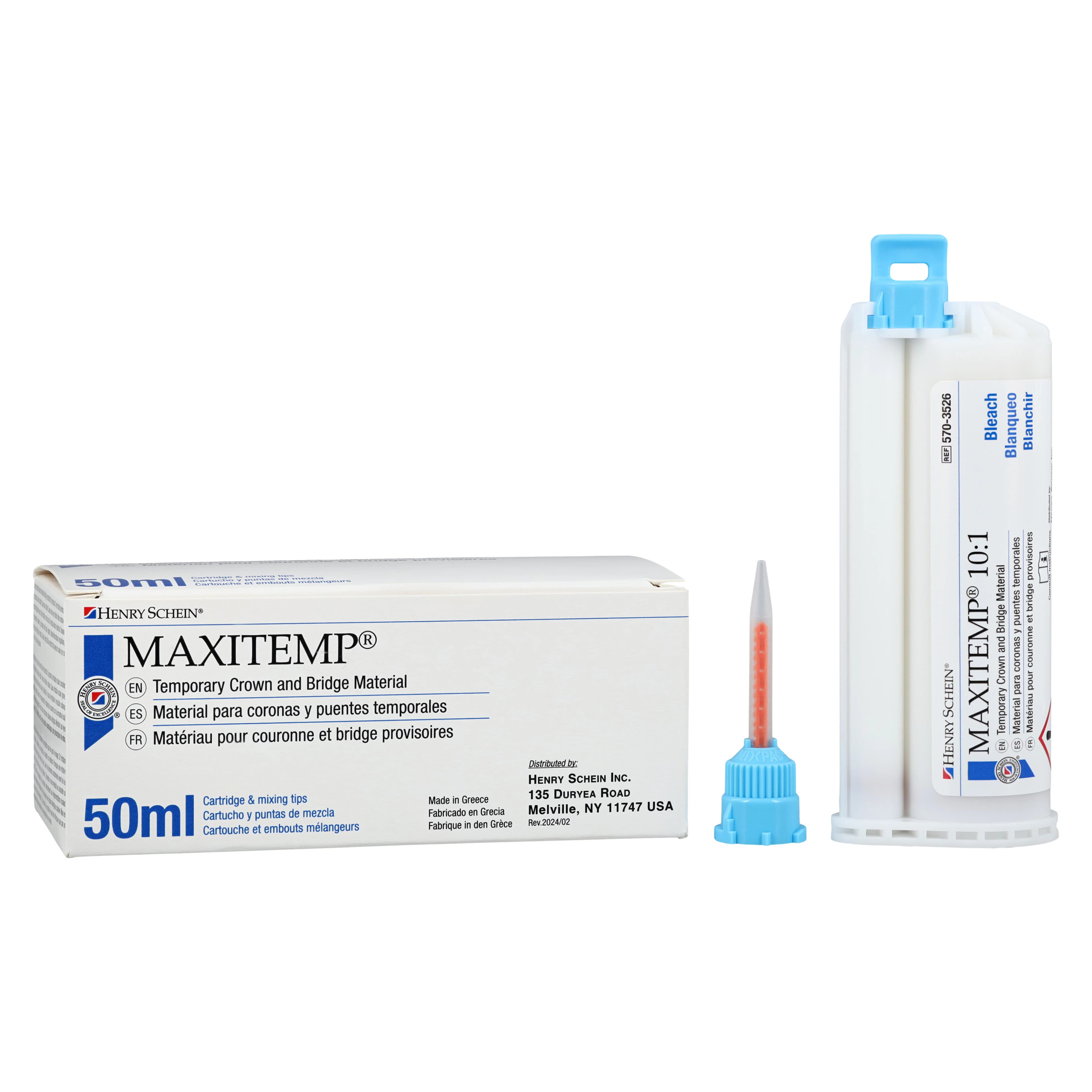 MaxiTemp Temporary Crown and Bridge Material 10:1 Cartridge Kit, Bleach White, 50 mL - MaxiTemp Temporary Crown and  Bridge Material 10:1 Cartridge Kit - Image 1