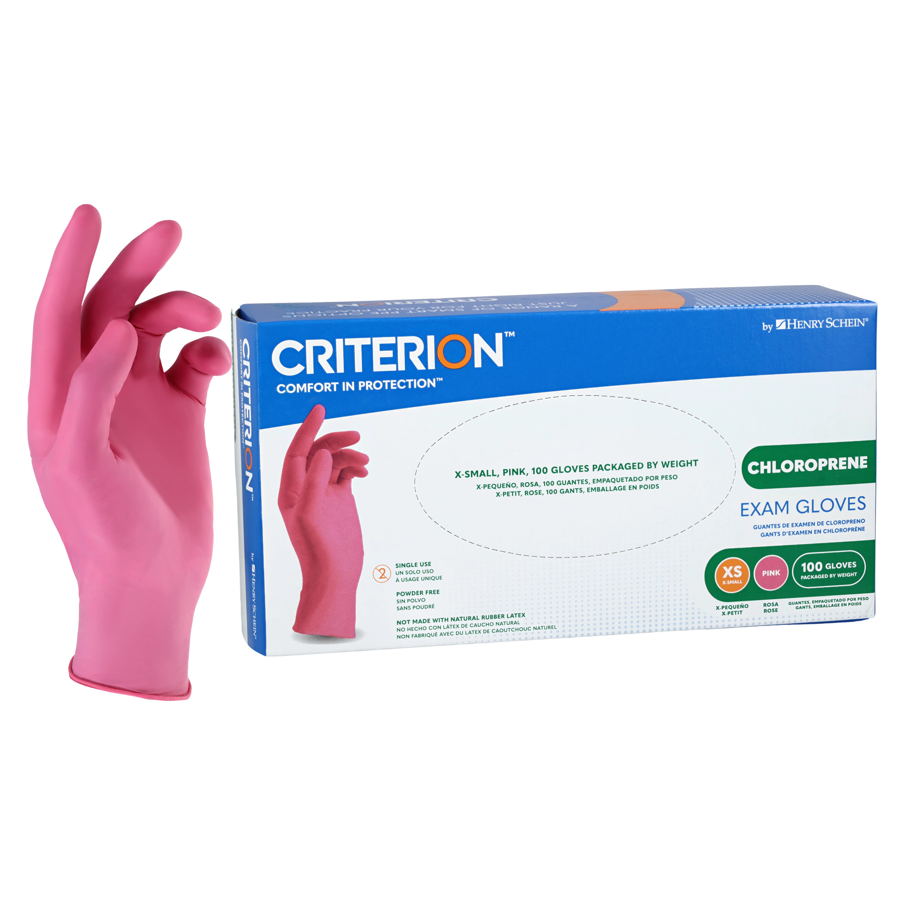 Criterion Chloroprene Exam Gloves, X-Small, Pink, Non-Sterile, 100/Box - Criterion Chloroprene Exam Gloves - Image 1