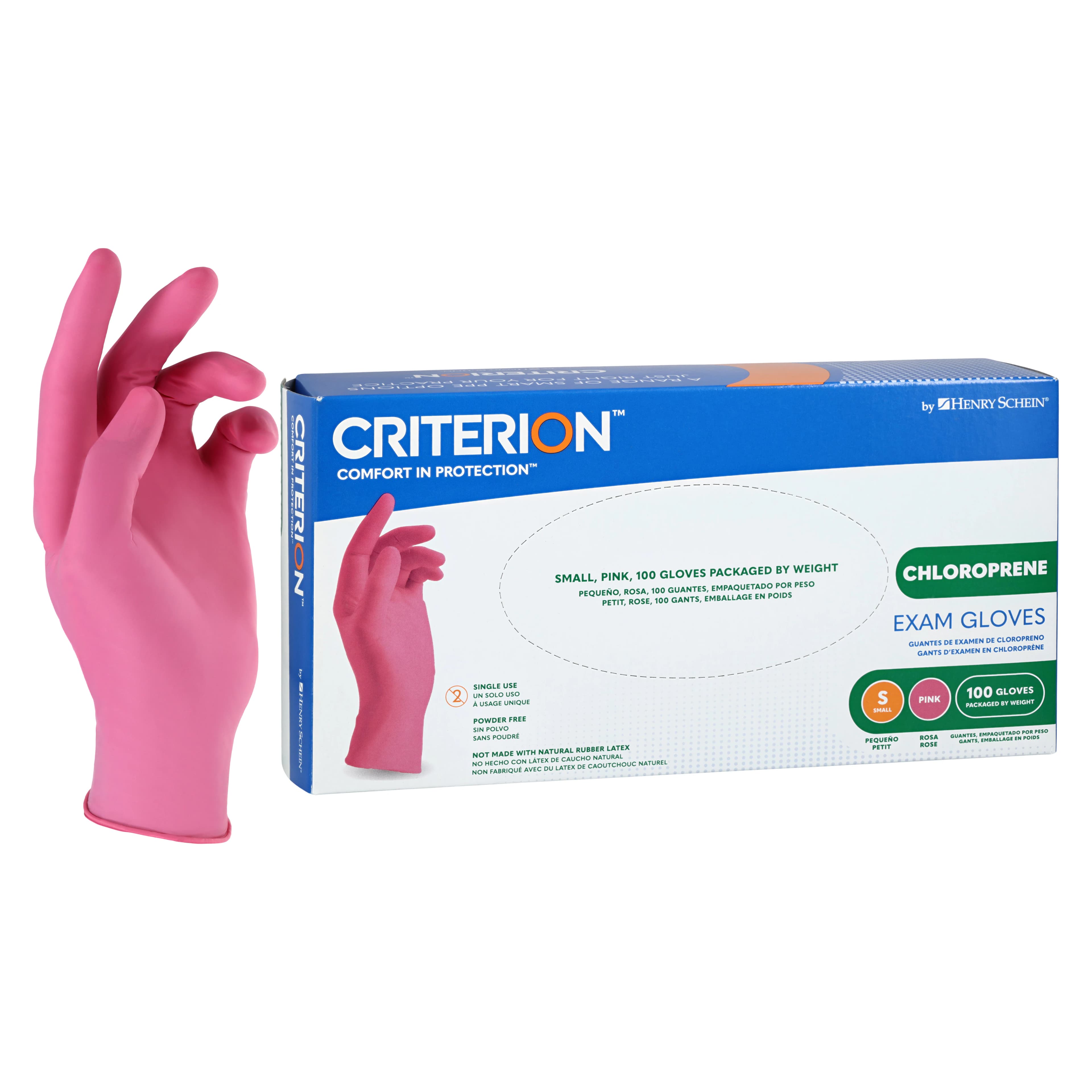 Criterion Chloroprene Exam Gloves, Small, Pink, Non-Sterile, 100/Box - Criterion Chloroprene Exam Gloves - Image 1