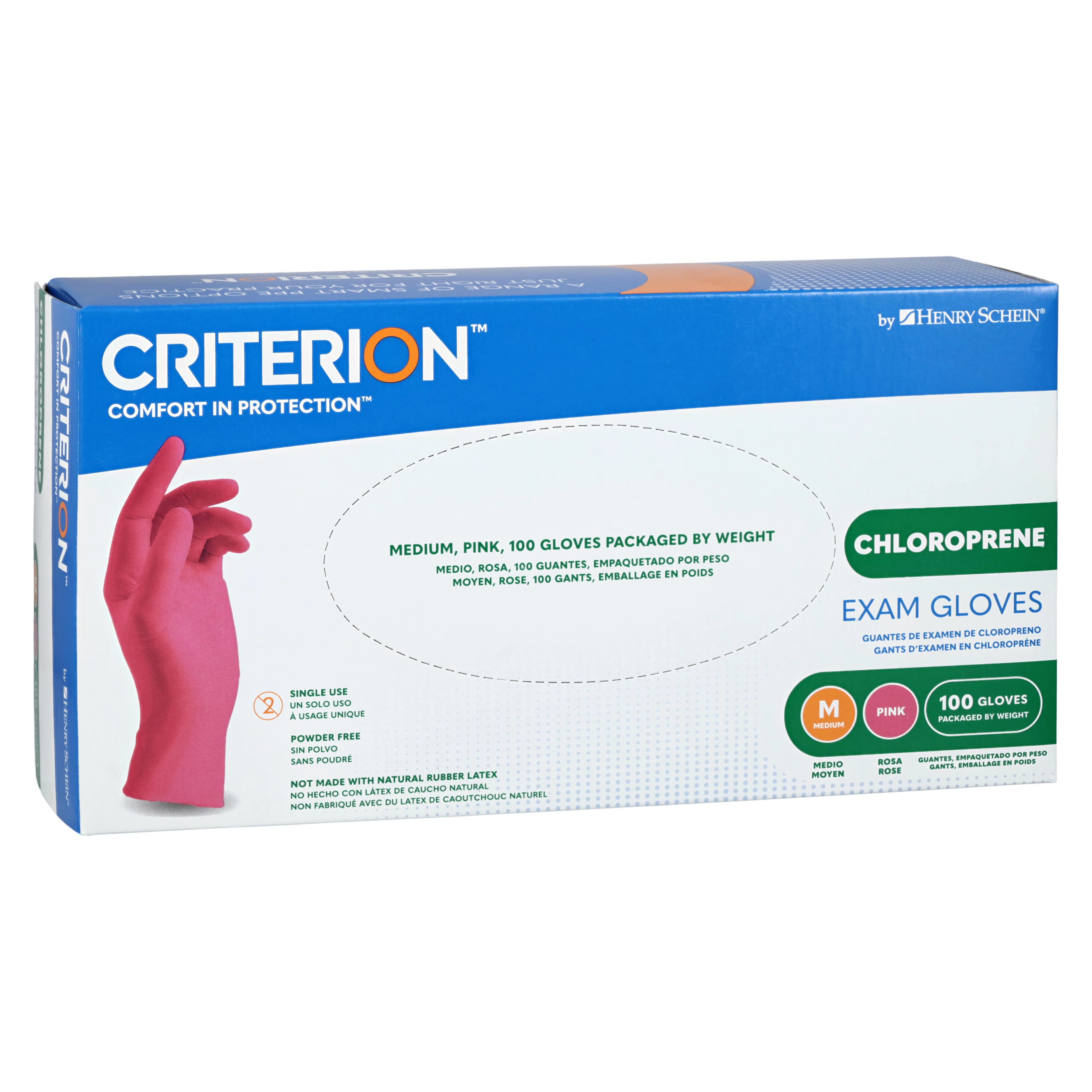 Criterion Chloroprene Exam Gloves, Medium, Pink, Non-Sterile, 100/Box thumbnail 3