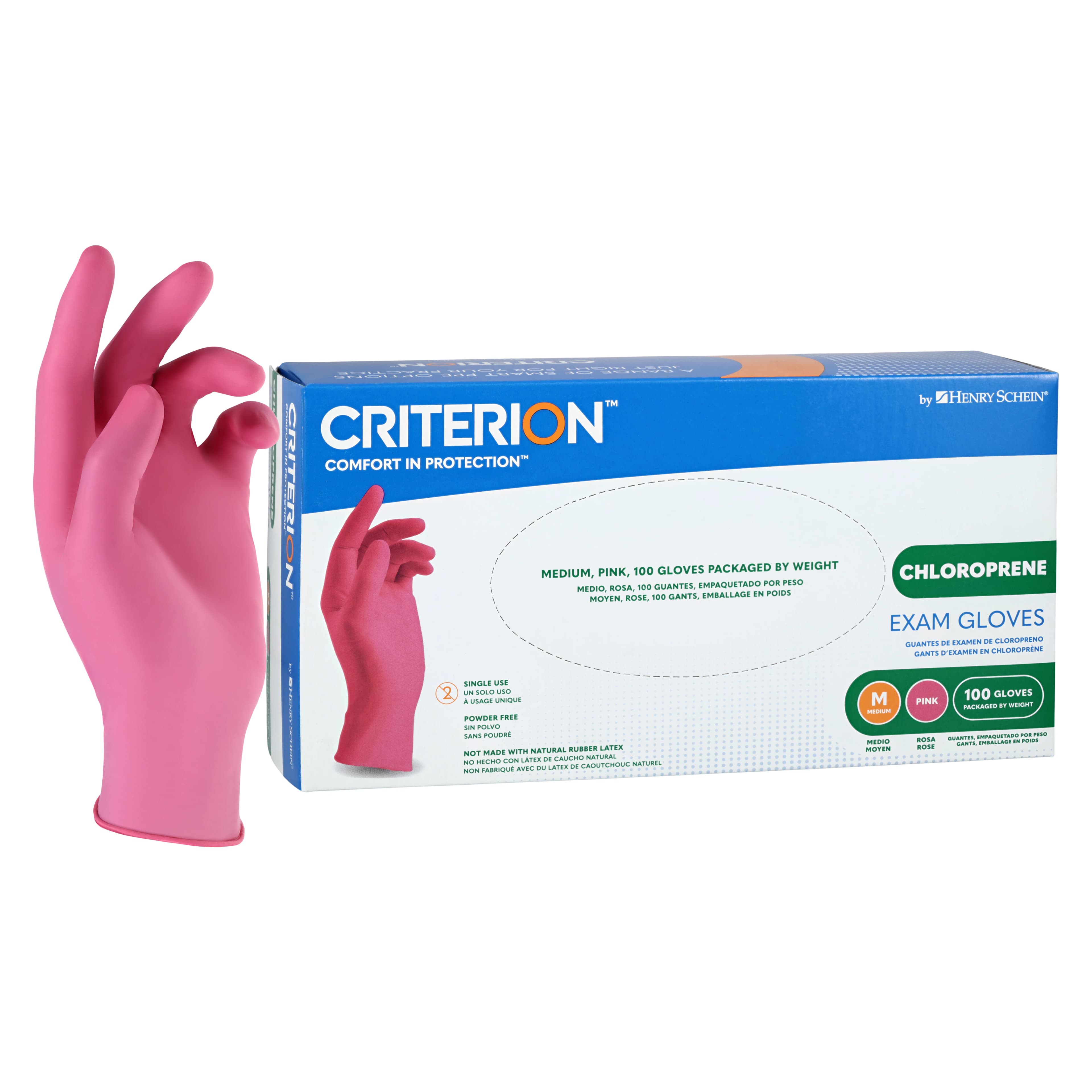 Criterion Chloroprene Exam Gloves, Medium, Pink, Non-Sterile, 100/Box - Criterion Chloroprene Exam Gloves - Image 1
