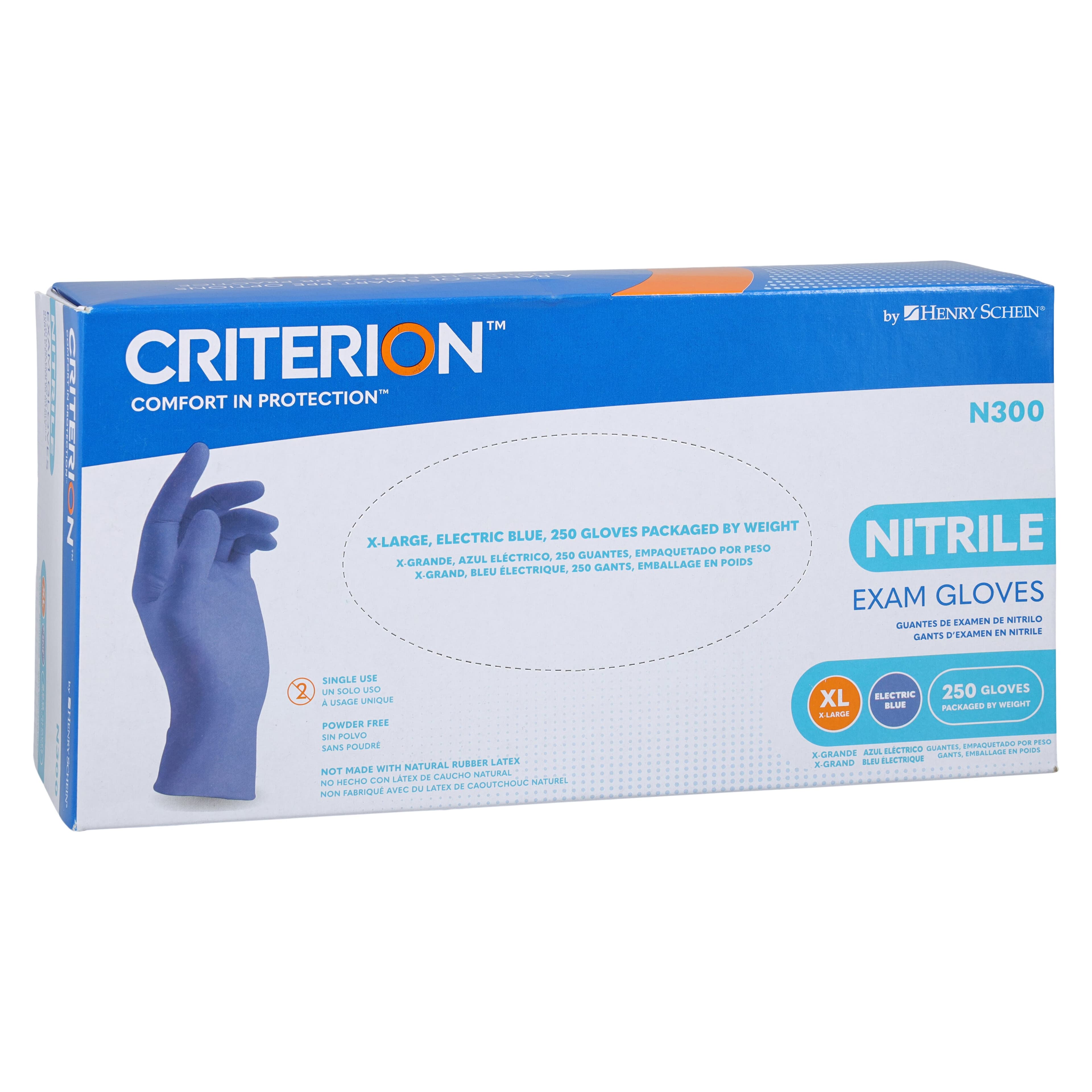Criterion N300 Nitrile Exam Gloves, Powder Free, Non-Sterile, X-Large, Electric Blue, 250/Box thumbnail 4