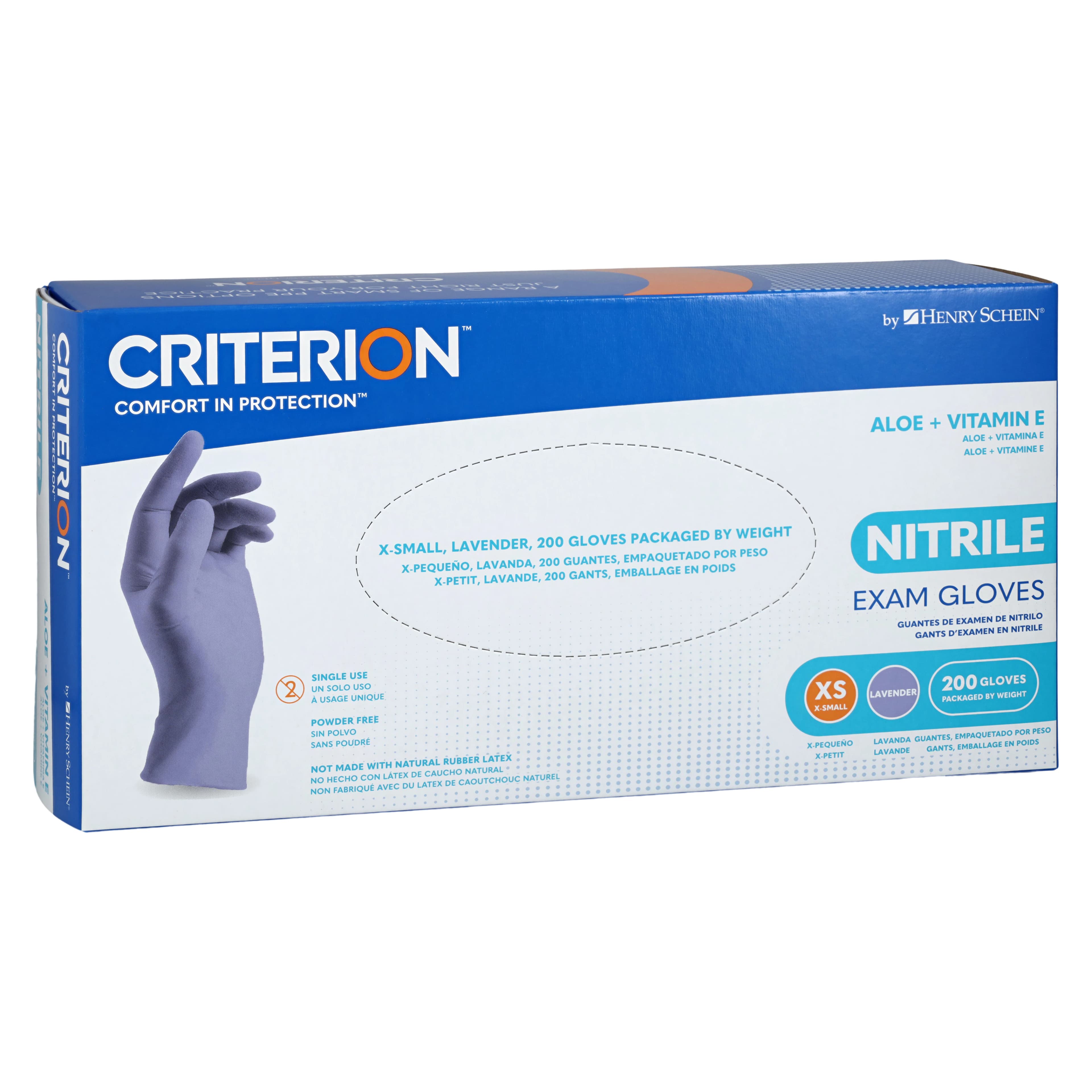 Criterion Nitrile Exam Aloe + Vitamin E Gloves, Powder Free, Non-Sterile, X-Small, Lavender, 200/Bx thumbnail 3