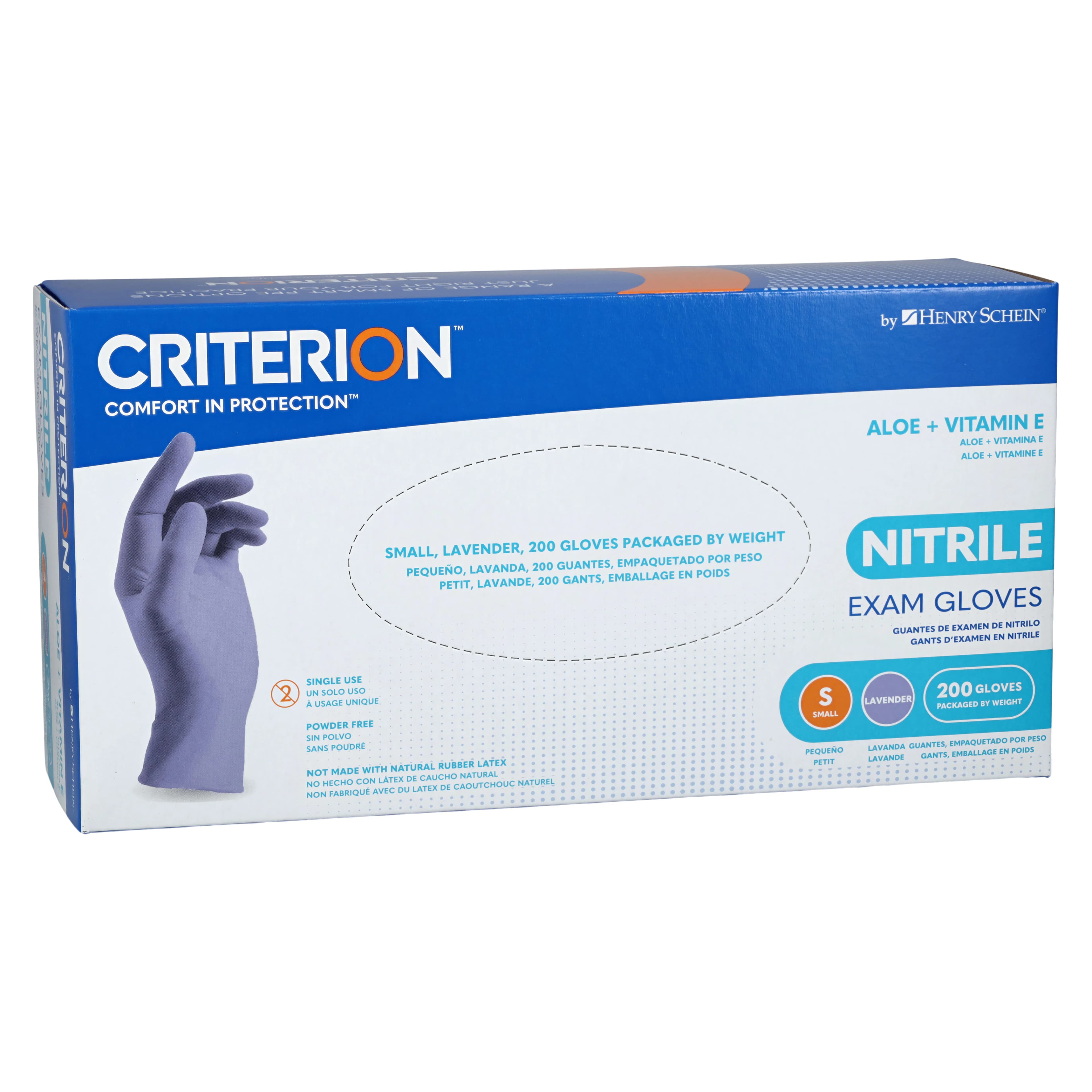 Criterion Nitrile Exam Aloe + Vitamin E Gloves, Small, Lavender, Non-Sterile, 200/Box thumbnail 3