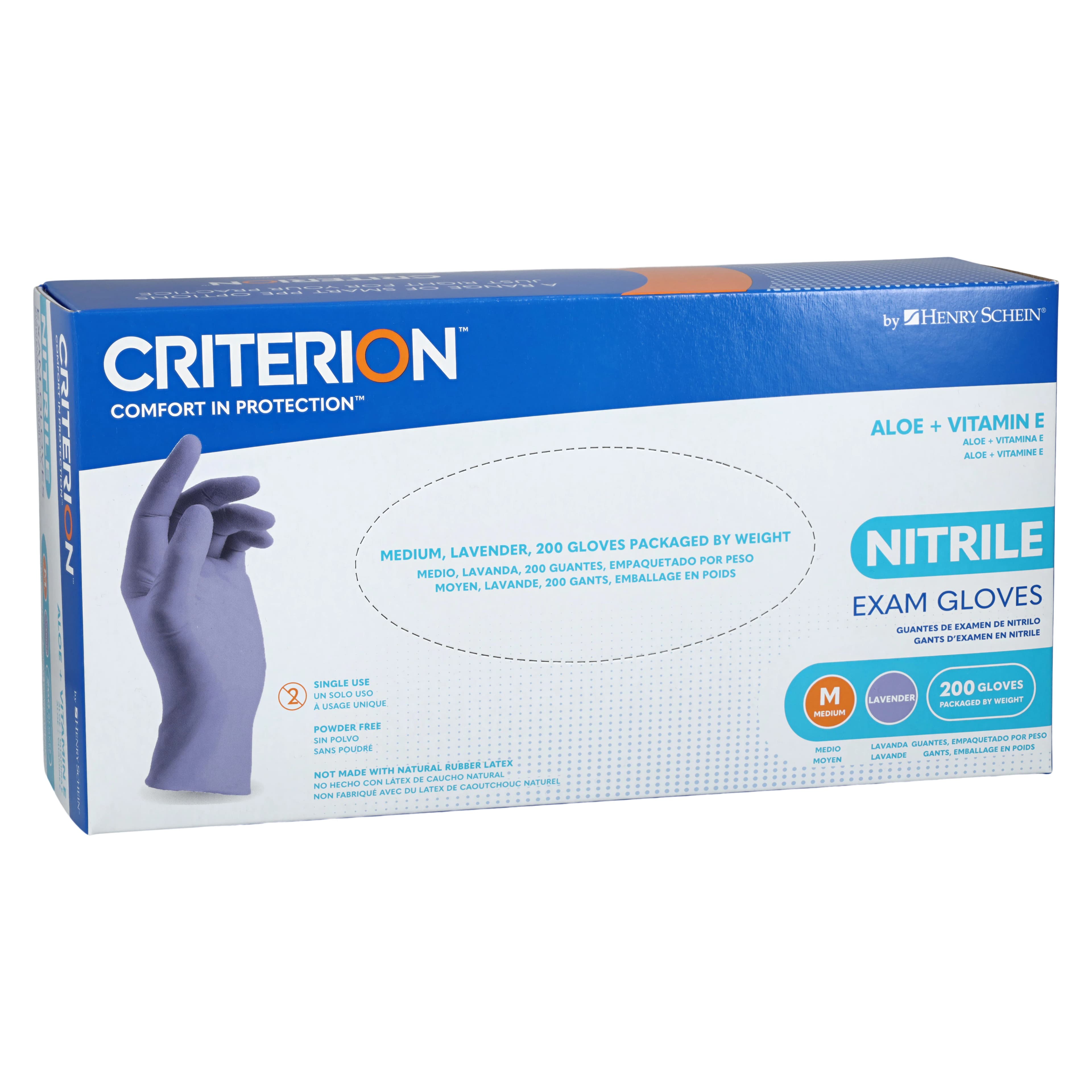 Criterion Nitrile Exam Aloe + Vitamin E Gloves, Powder Free, Non-Sterile, Medium, Lavender, 200/Box thumbnail 3