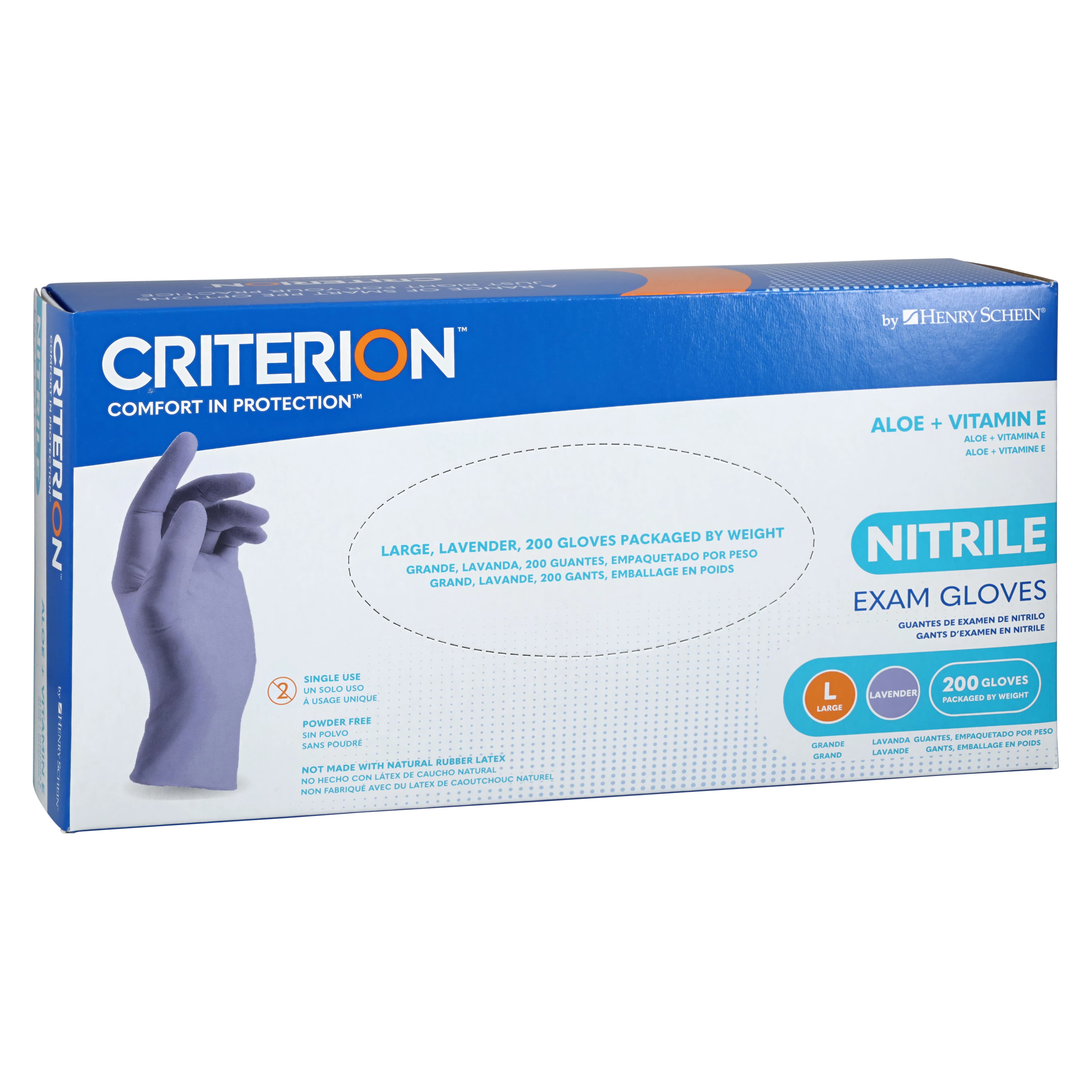 Criterion Nitrile Exam Aloe + Vitamin E Gloves, Powder Free, Non-Sterile, Large, Lavender, 200/Bx thumbnail 3