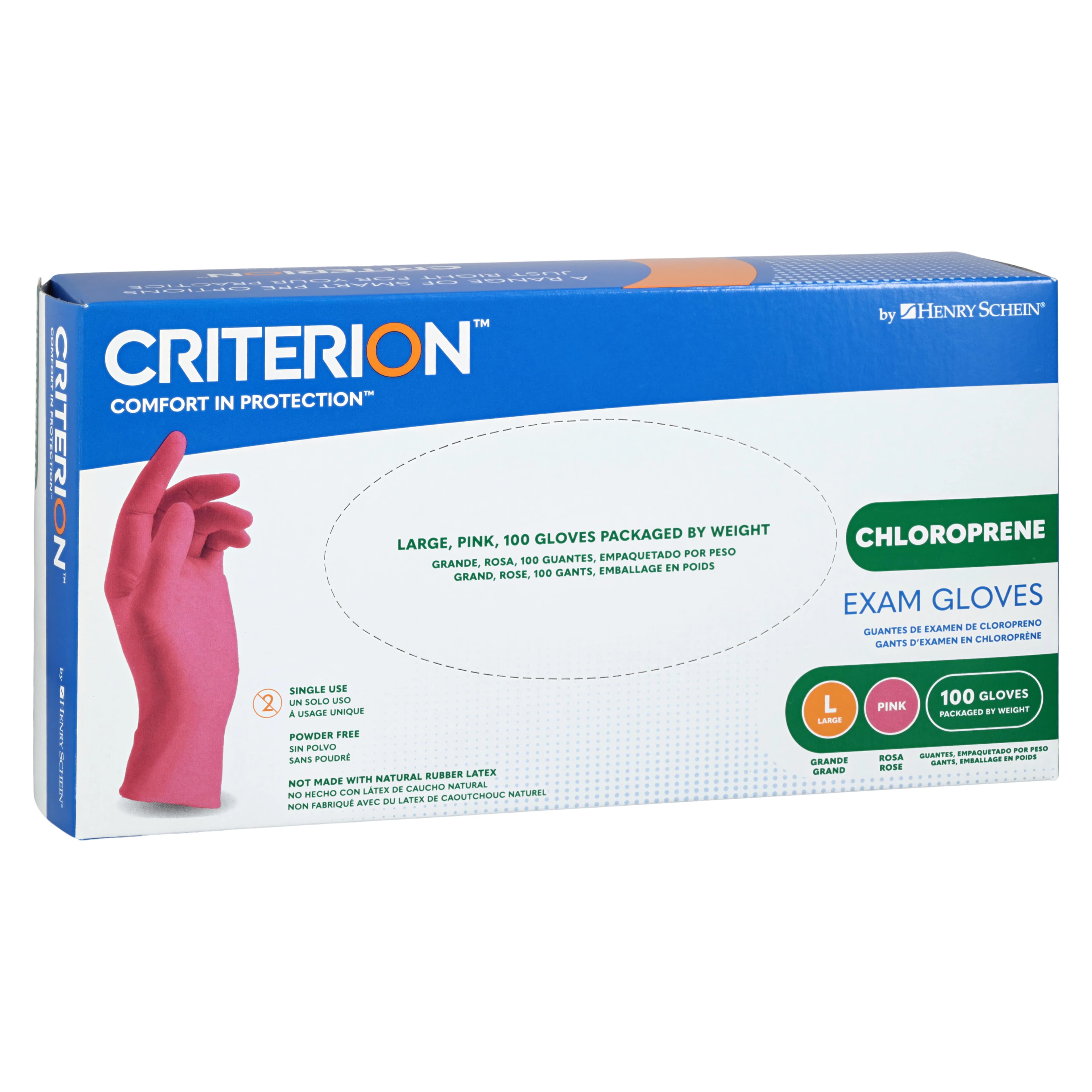 Criterion Chloroprene Exam Gloves, Large, Pink, Non-Sterile, 100/Box thumbnail 3