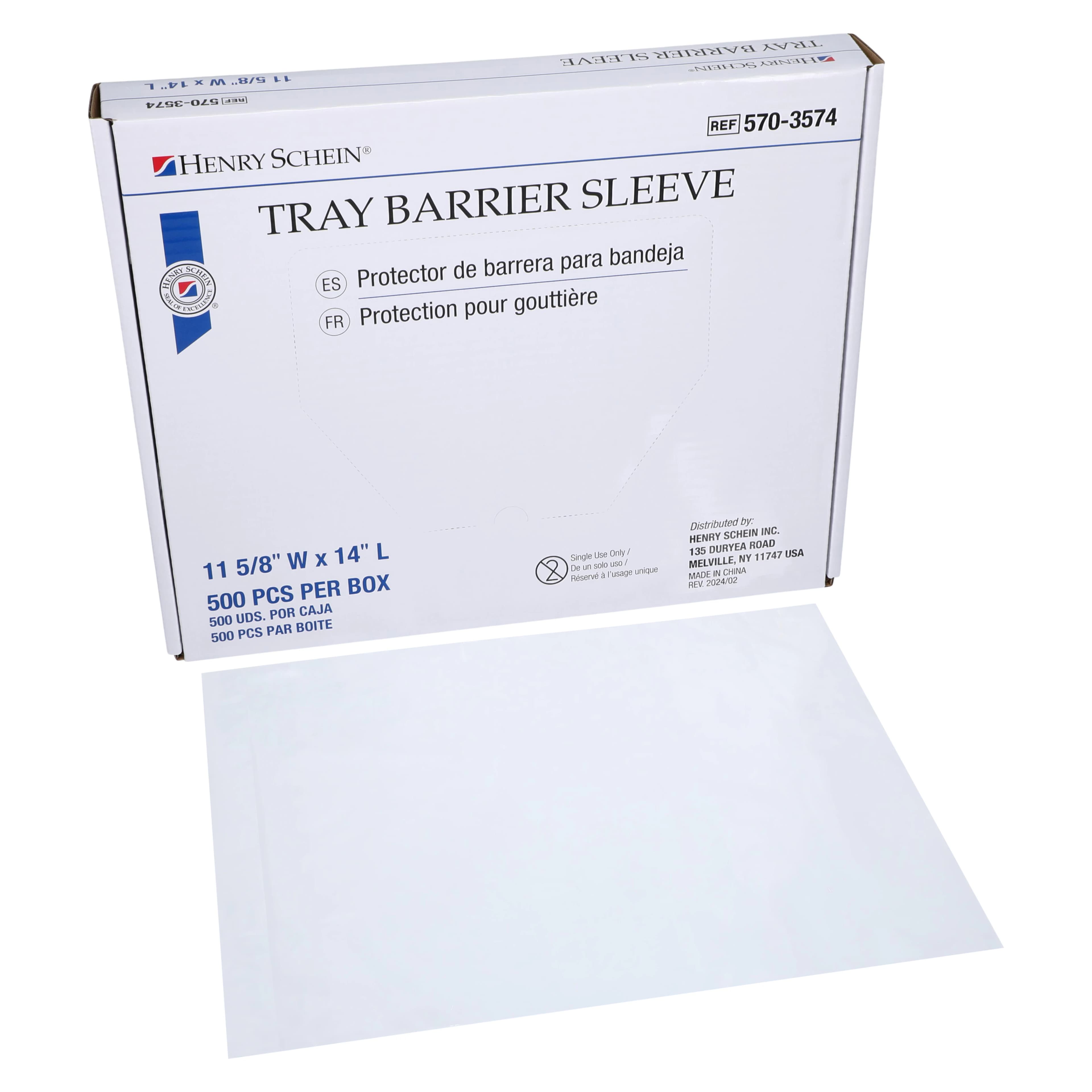 Henry Schein Tray Barrier Sleeve Size A, 11.625x14", Clear, Disposable, 500/Box - Tray Barrier Sleeve Size A - Image 1