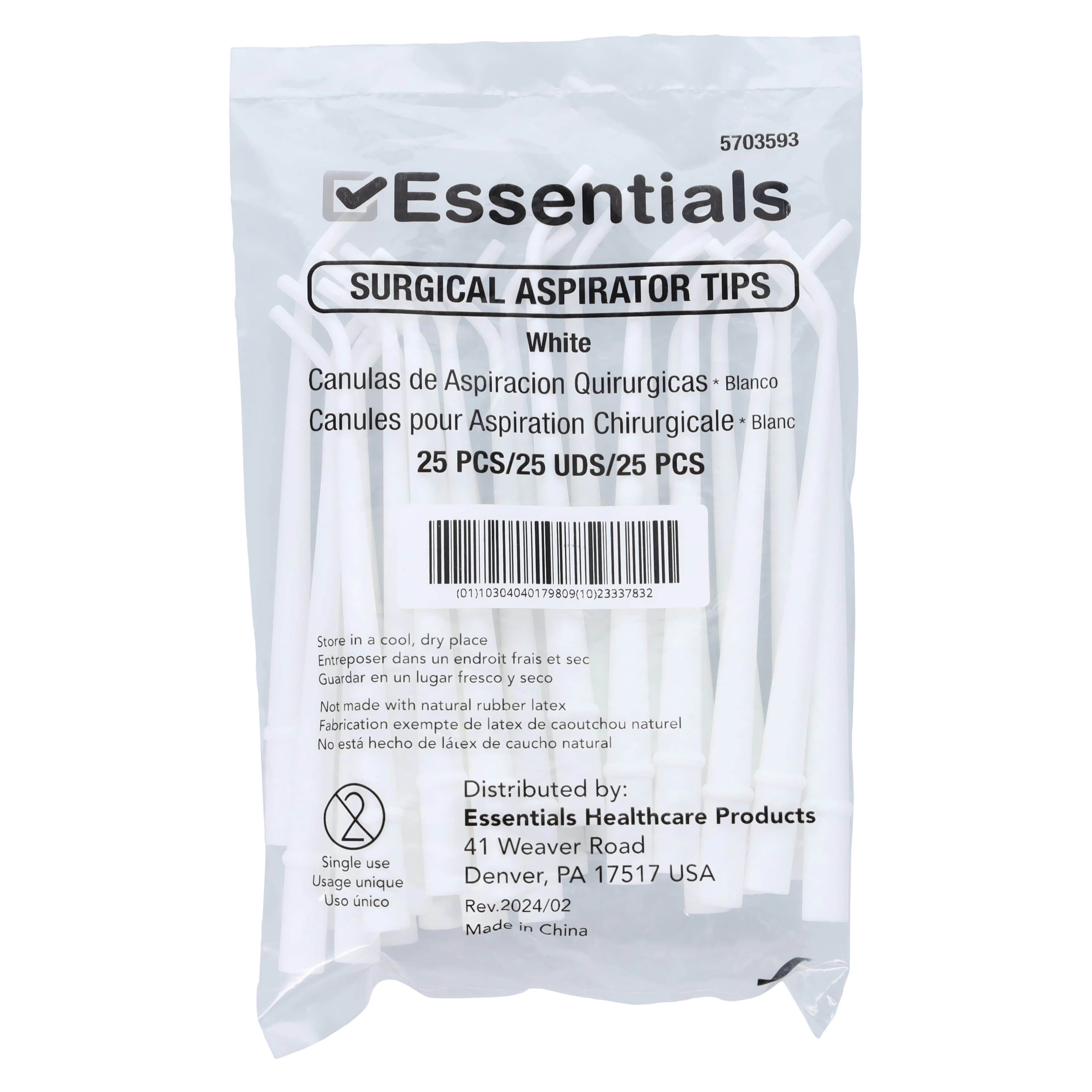 Essentials Surgical Aspirator Tip, White, 25/Bag thumbnail 2
