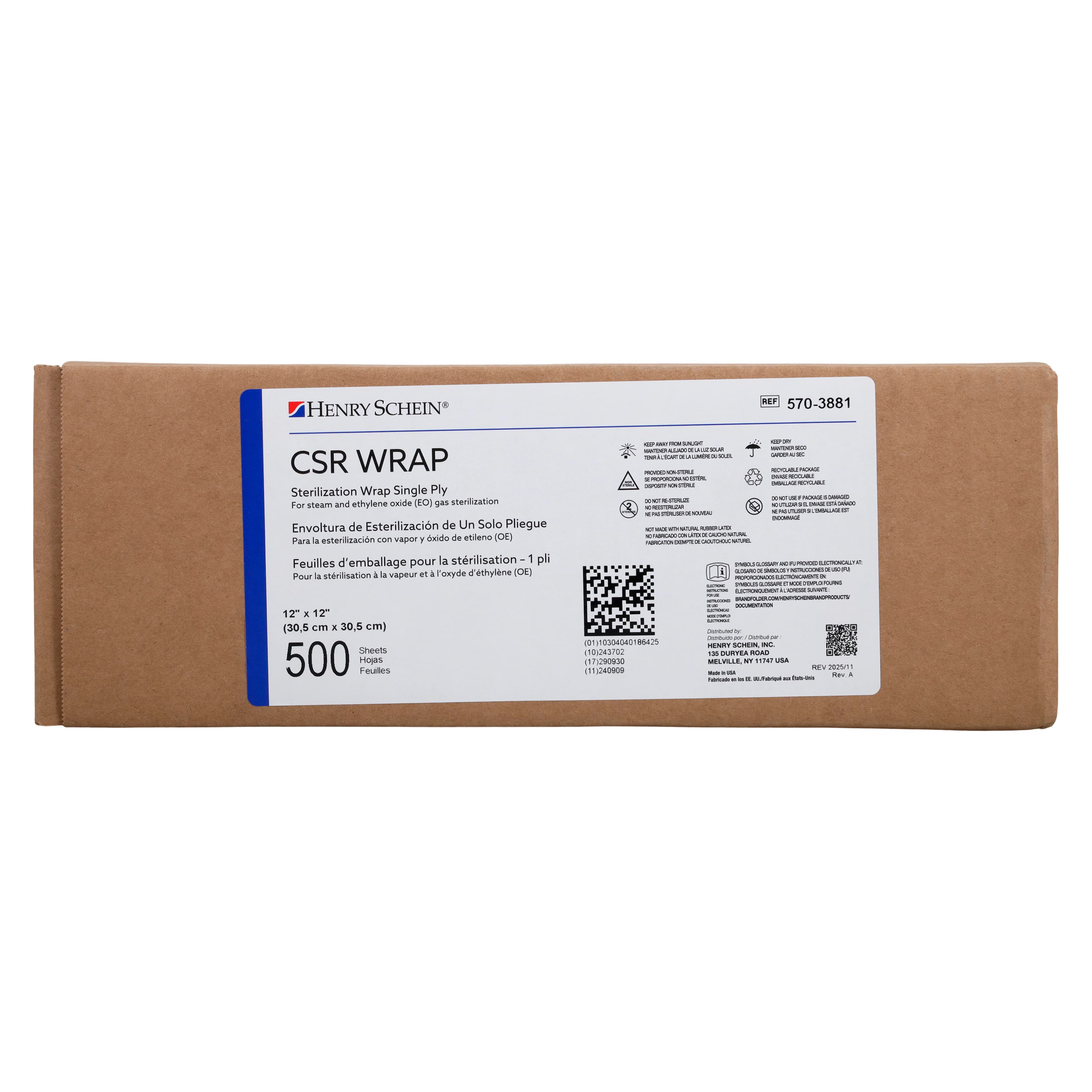 Henry Schein CSR Sterilization Wrap, 1-Ply, 12 in x 12 in, Blue, Latex-Free, 500/Case thumbnail 2