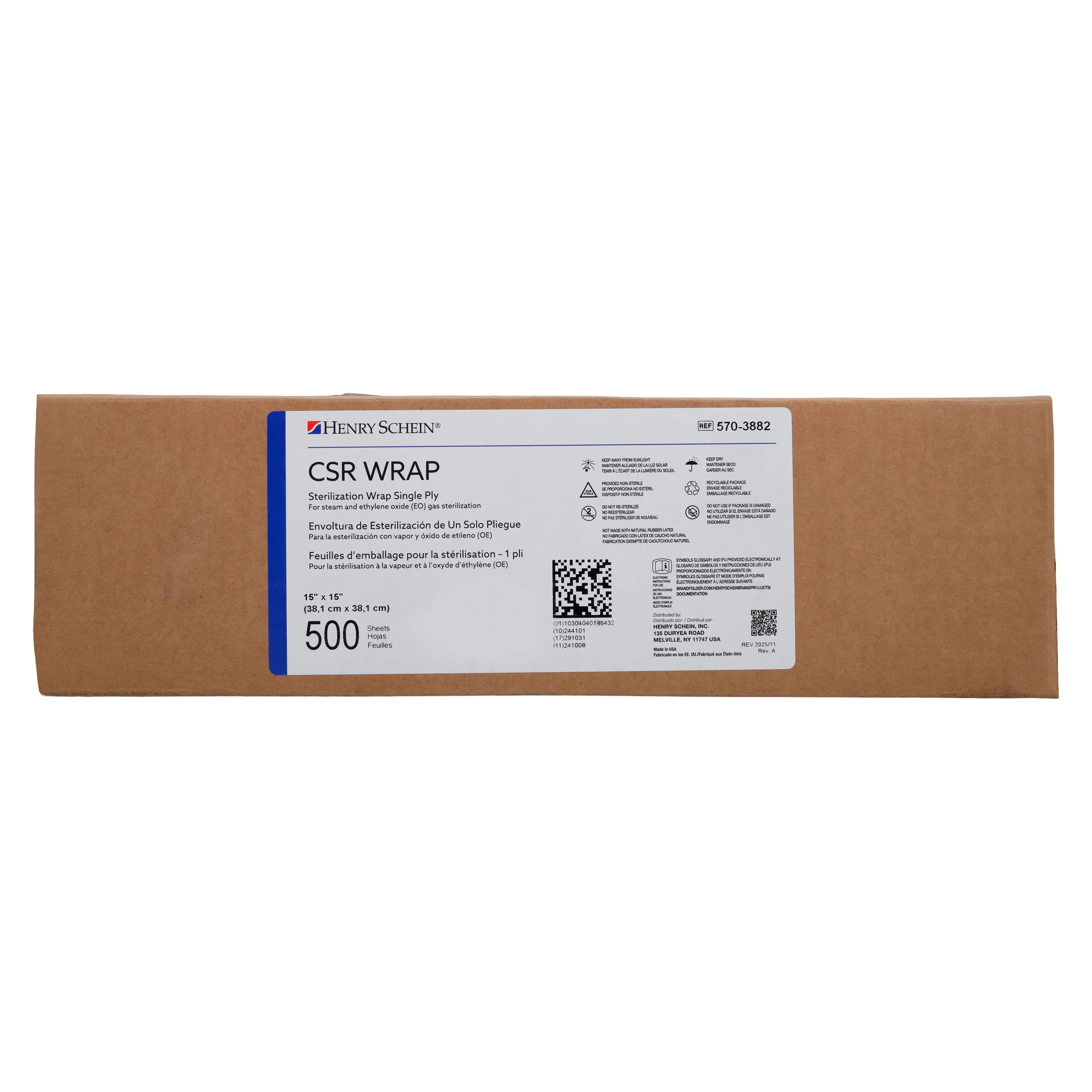 Henry Schein CSR Sterilization Wrap, 1-Ply, 15 in x 15 in, Blue, Latex-Free, 500/Case thumbnail 2