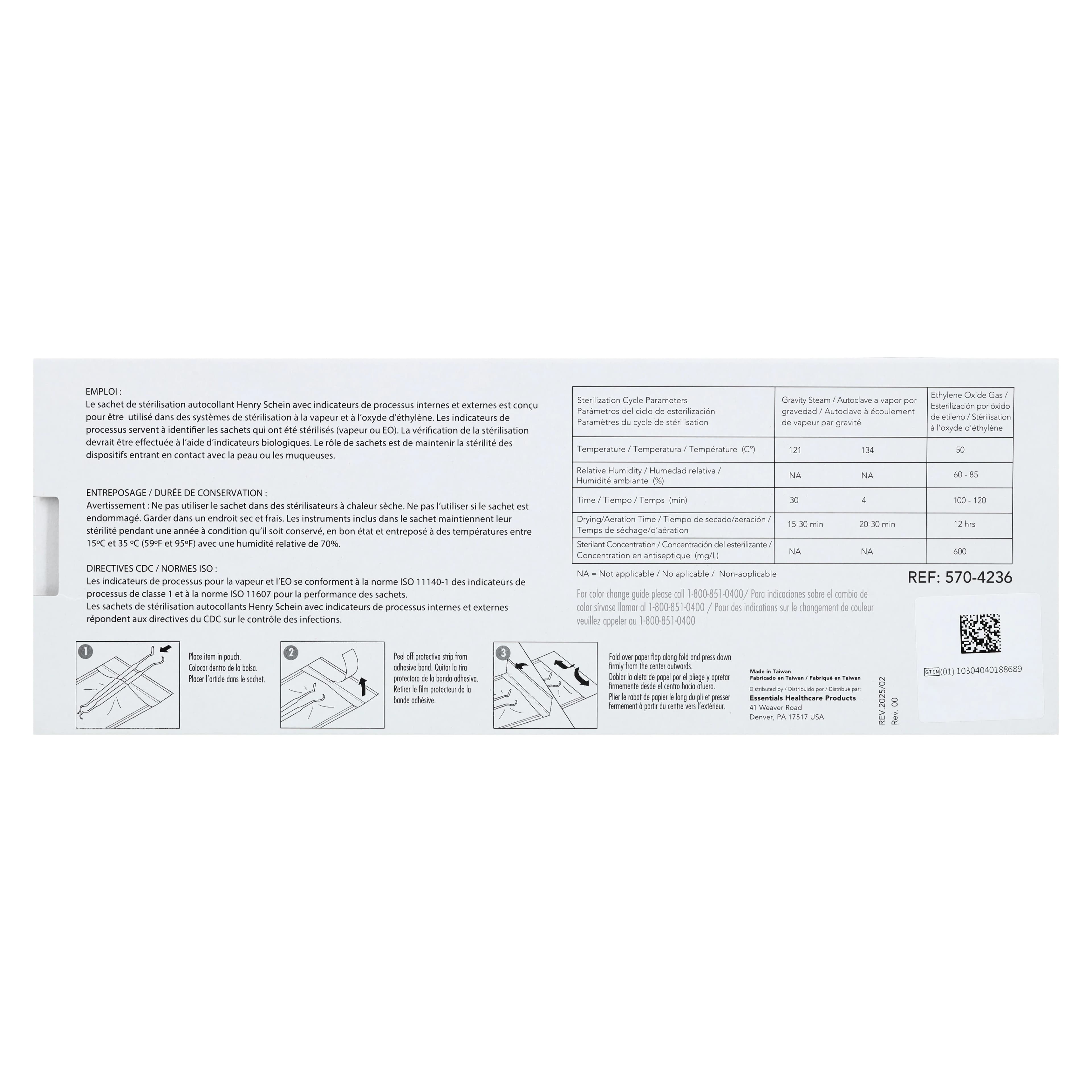 Essentials Self Seal Sterilization Pouches, Dual Indicator, 3.5 in x 9 in, 200/Box, 01KJ45DBRBMRQ8DANF1VS1P7E0 thumbnail 5