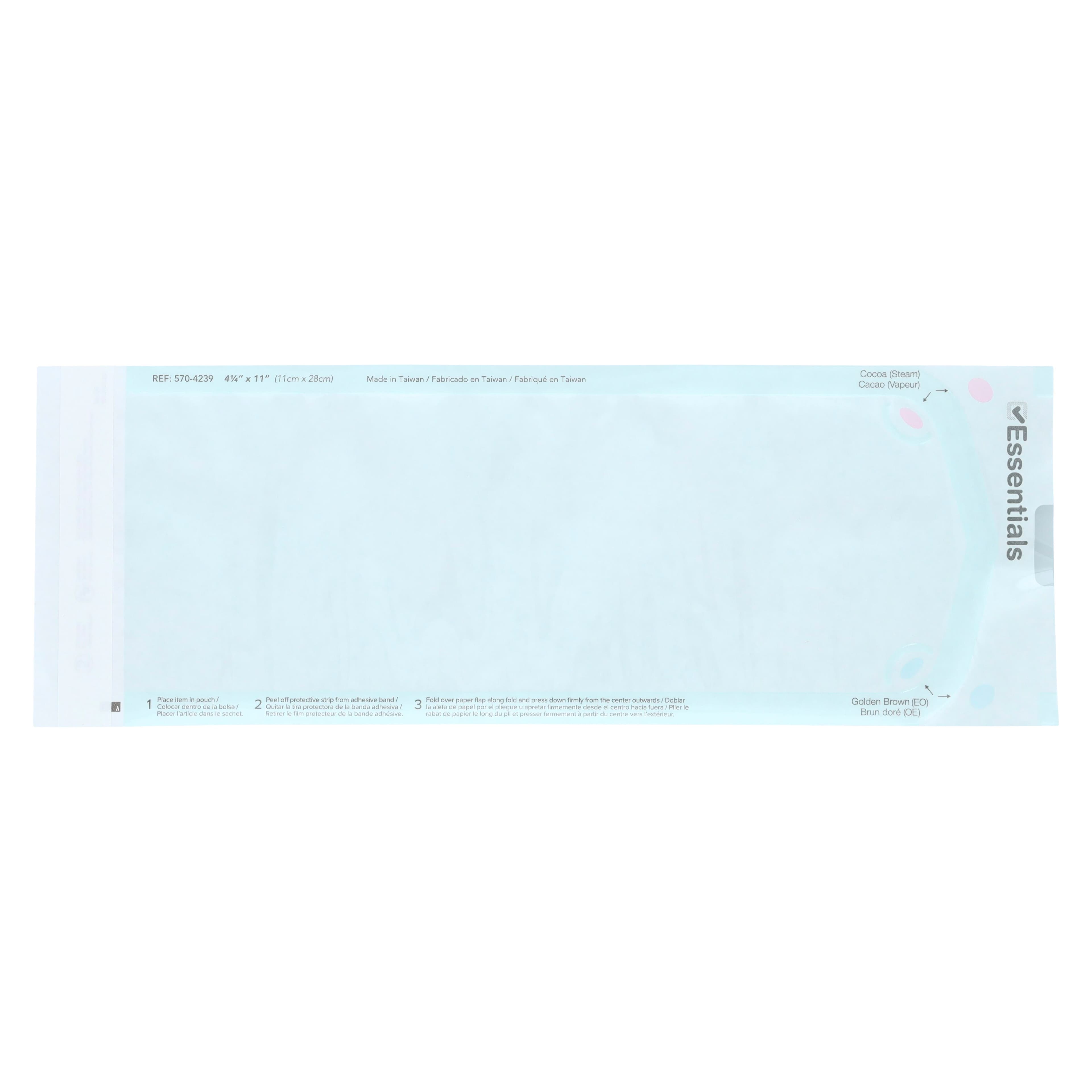 Essentials Dual Indicator Sterilization Pouch, Self-Seal, 4.25 in x 11 in, Blue/White, Latex-Free, 200/Box thumbnail 2