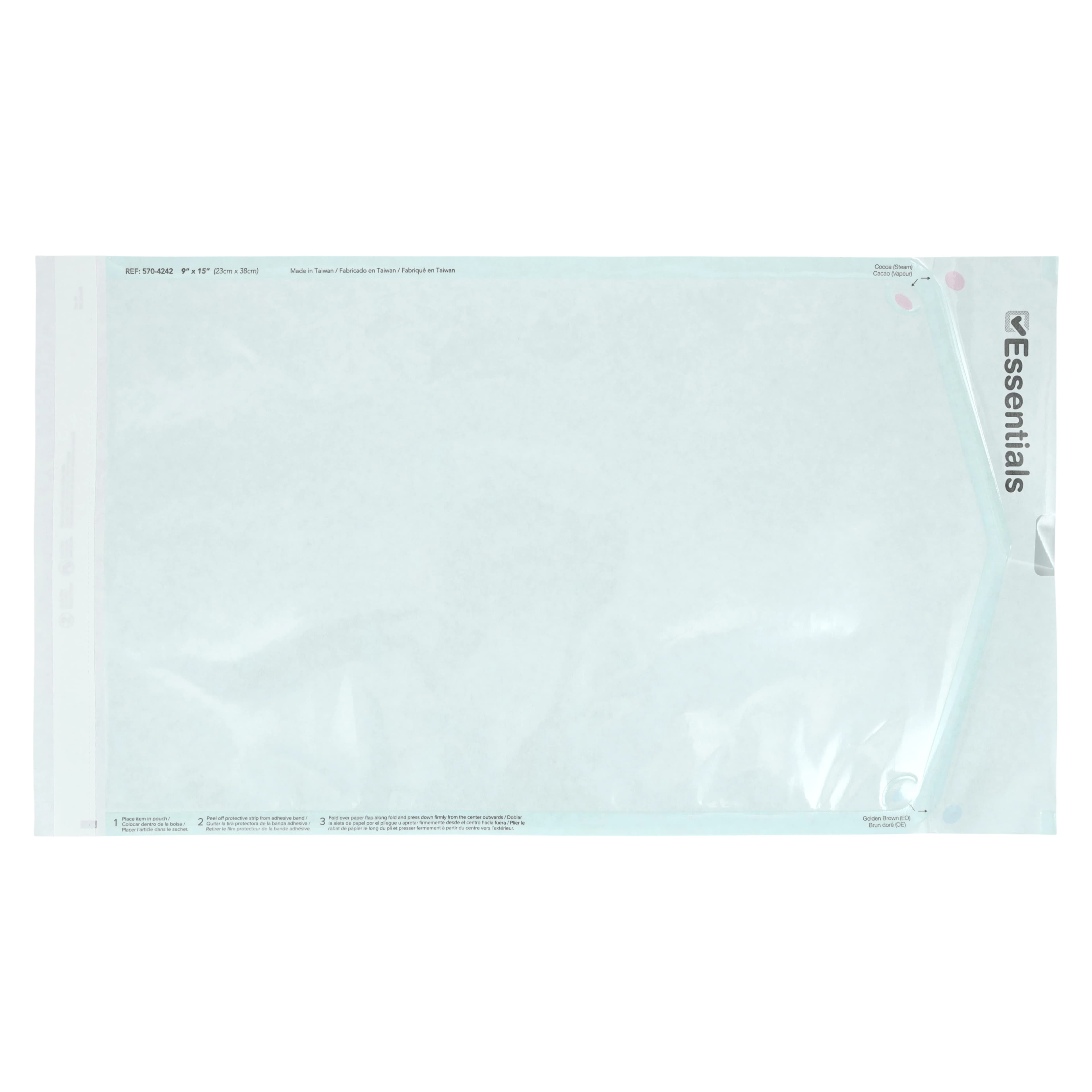 Essentials Dual Indicator Sterilization Pouch, 9 in x 15 in, Blue/White, Latex-Free, 100/Box thumbnail 2
