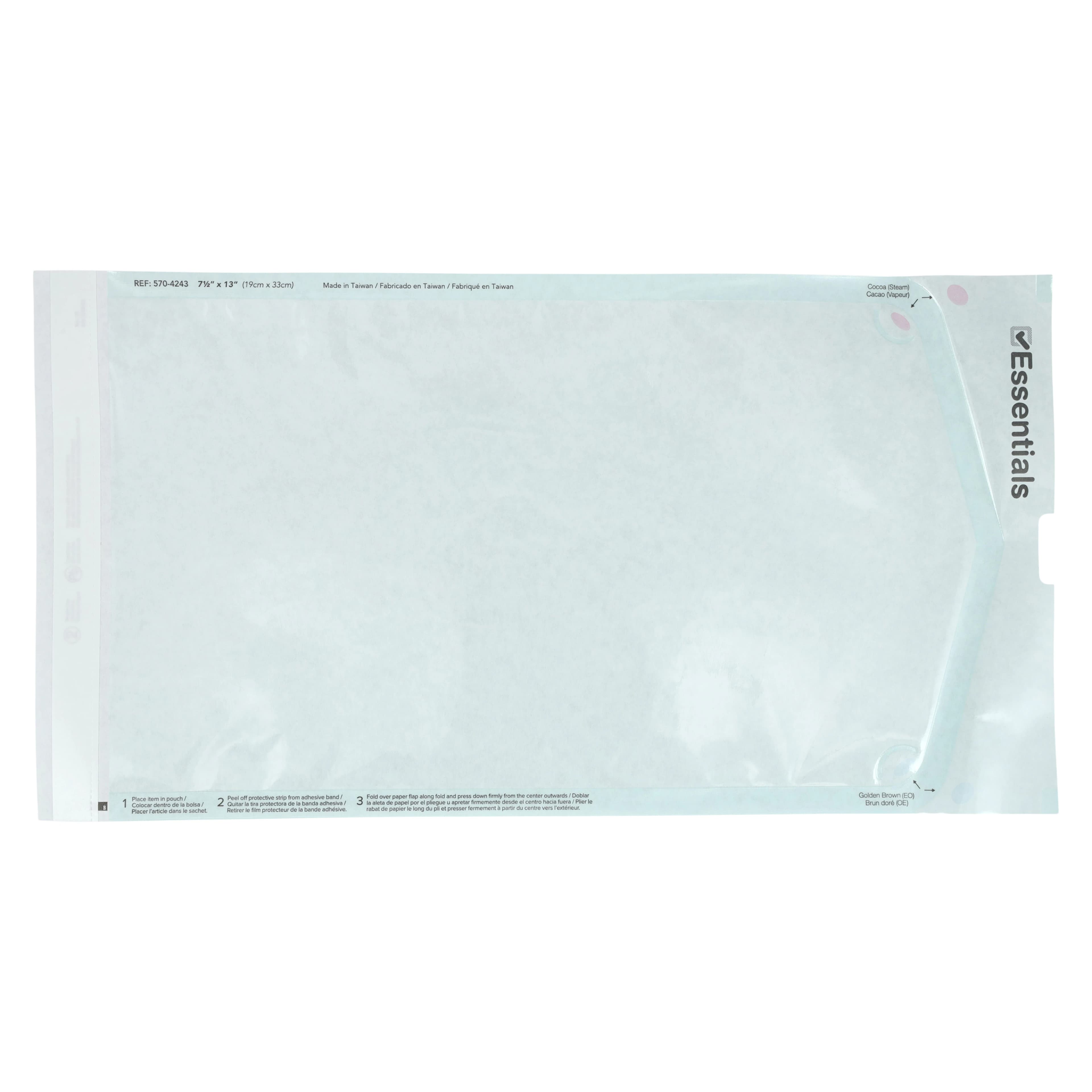 Essentials Dual Indicator Sterilization Pouch, Self-Seal, 7.5 in x 13 in, Blue/White, Latex-Free, 200/Box thumbnail 2