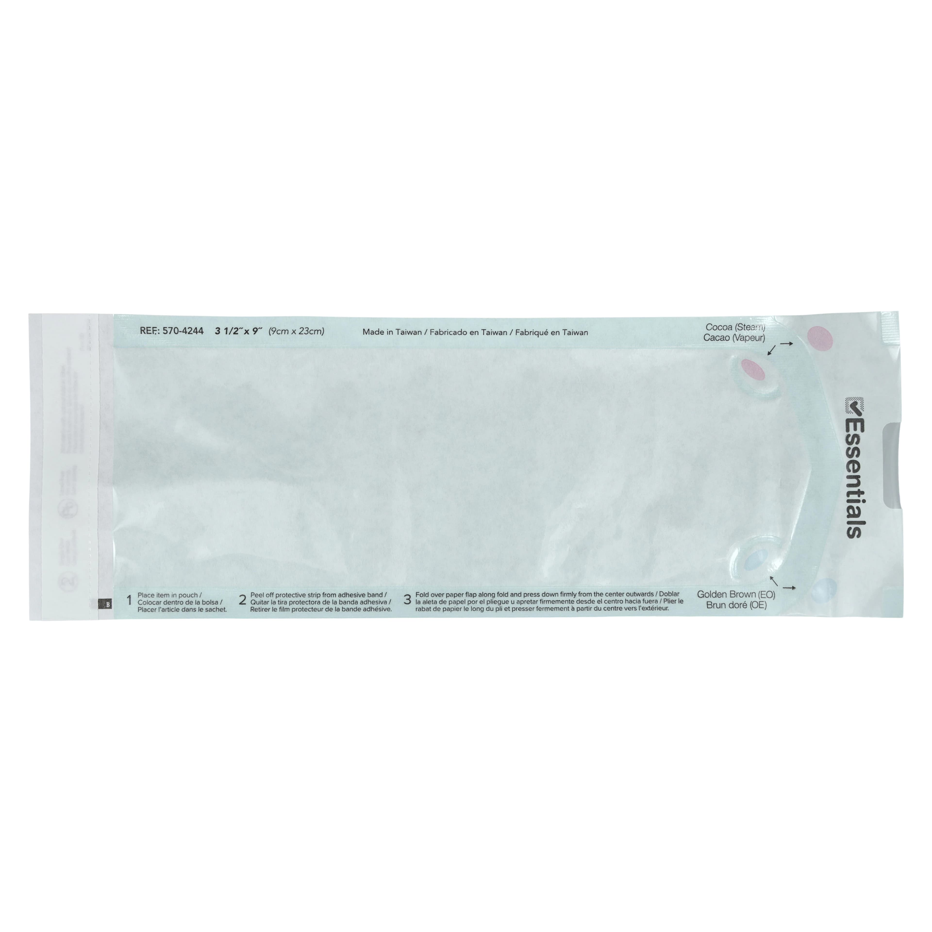 Essentials Dual Indicator Sterilization Pouch, Self-Seal, 3.5 in x 9 in, Blue/White, Latex-Free, 500/Box thumbnail 2