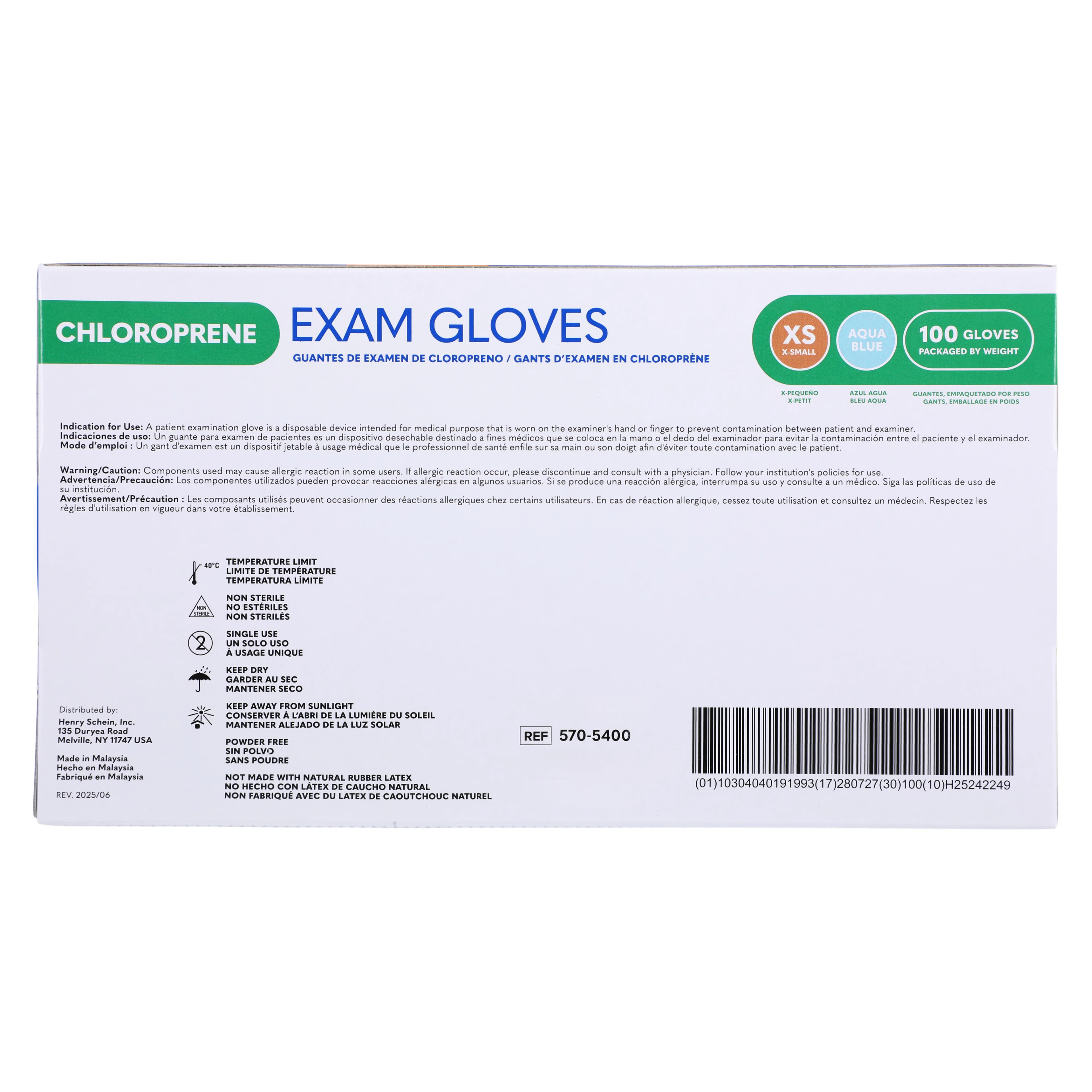 Criterion Chloroprene Exam Gloves, X-Small, Aqua Blue, Non-Sterile, 100/Box thumbnail 4