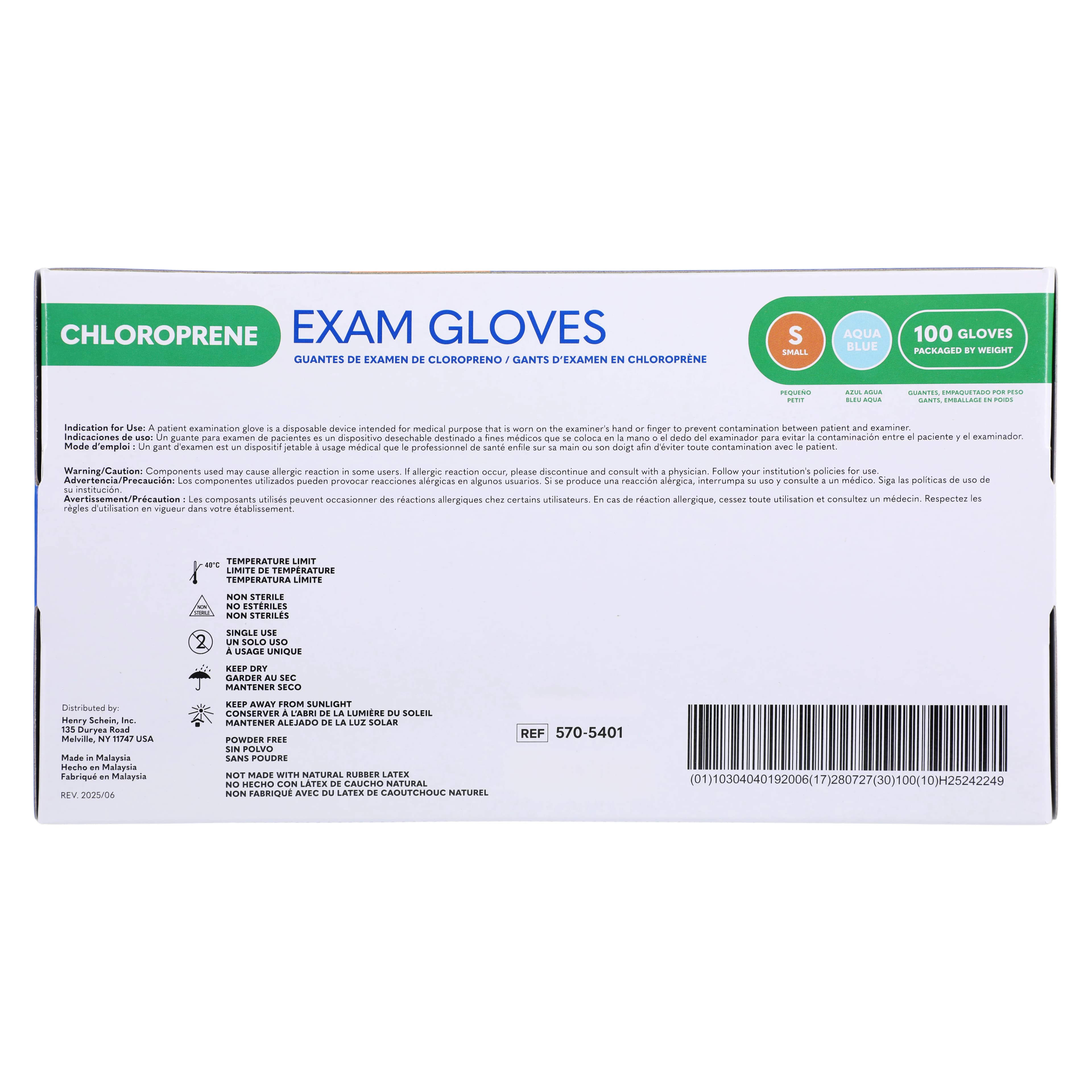 Criterion Chloroprene Exam Gloves, Small, Aqua Blue, Non-Sterile, 100/Box thumbnail 4