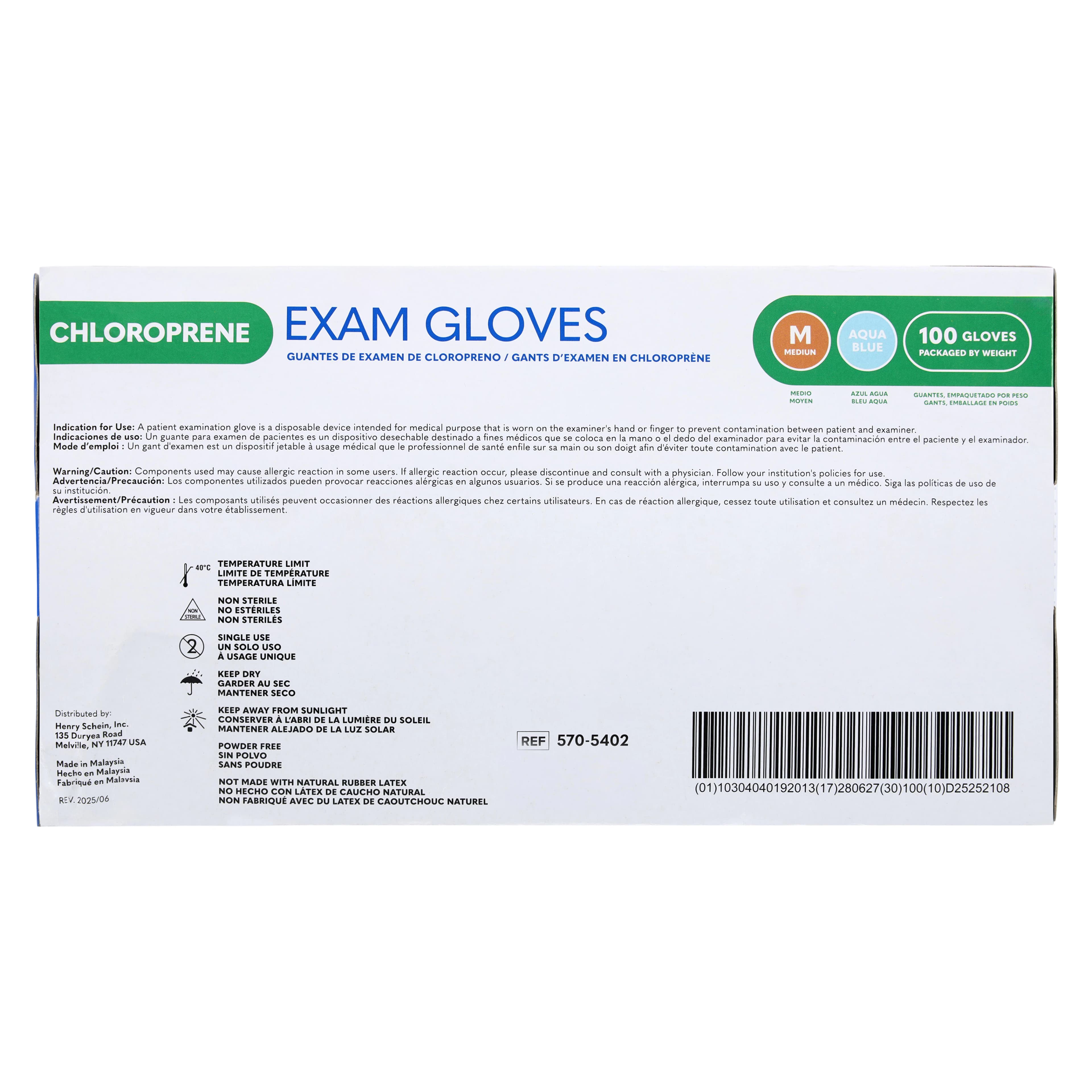 Criterion Chloroprene Exam Gloves, Medium, Aqua Blue, Non-Sterile, 100/Box thumbnail 4