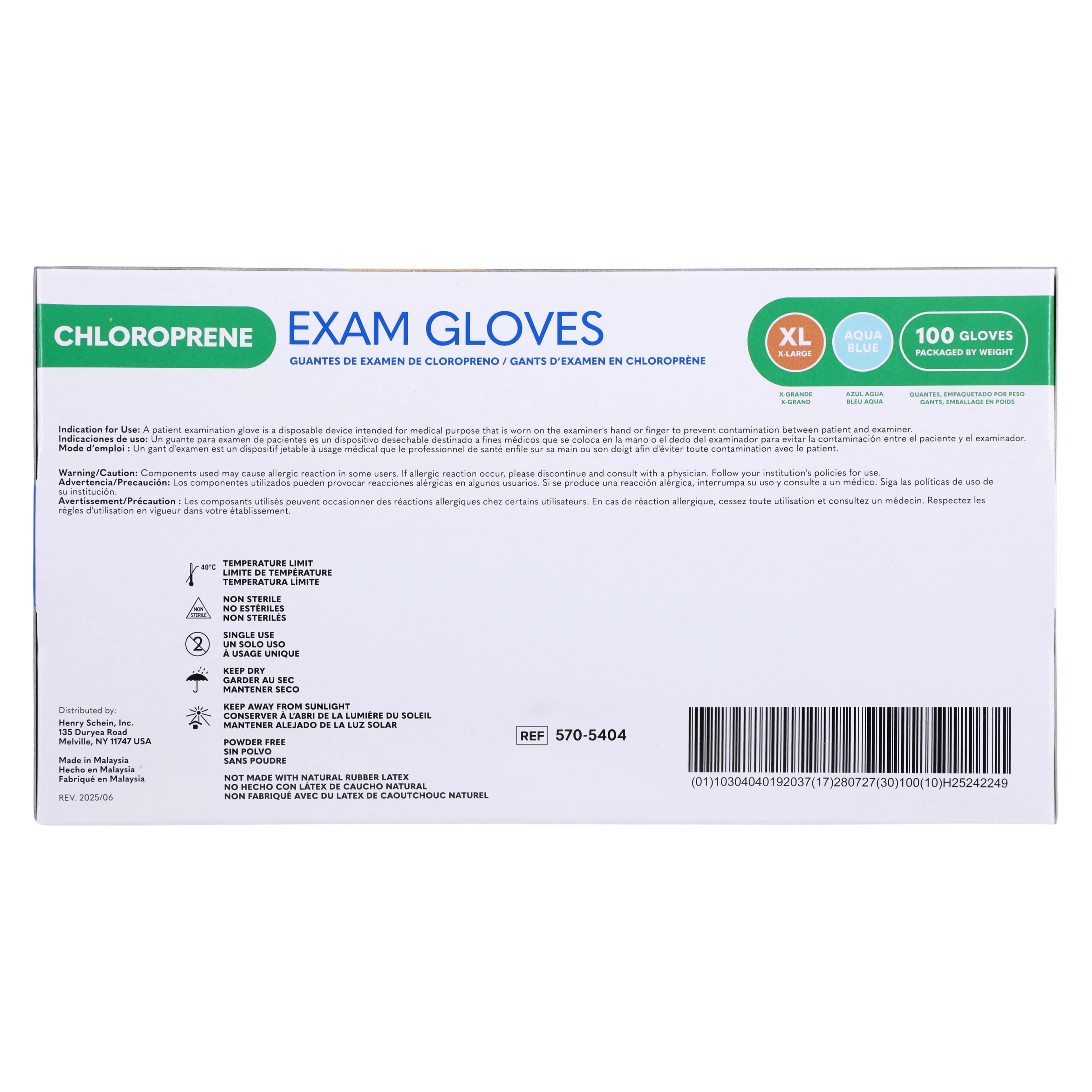 Criterion Chloroprene Exam Gloves, X-Large, Aqua Blue, Non-Sterile, 100/Box thumbnail 4