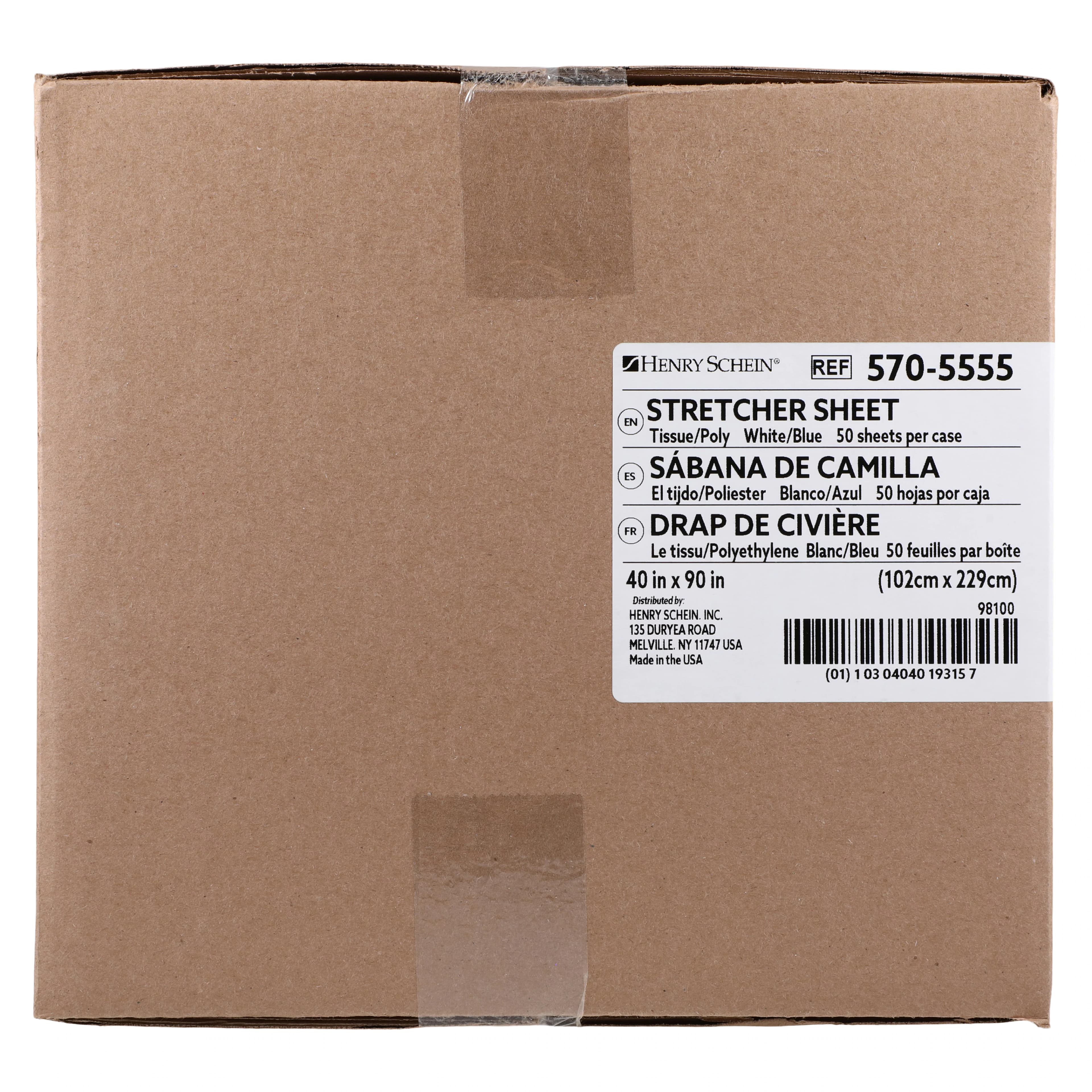Henry Schein Stretcher Sheet, Tissue/Poly, Non-Sterile, 40 in x 90 in, Blue/White, 50/Case thumbnail 5