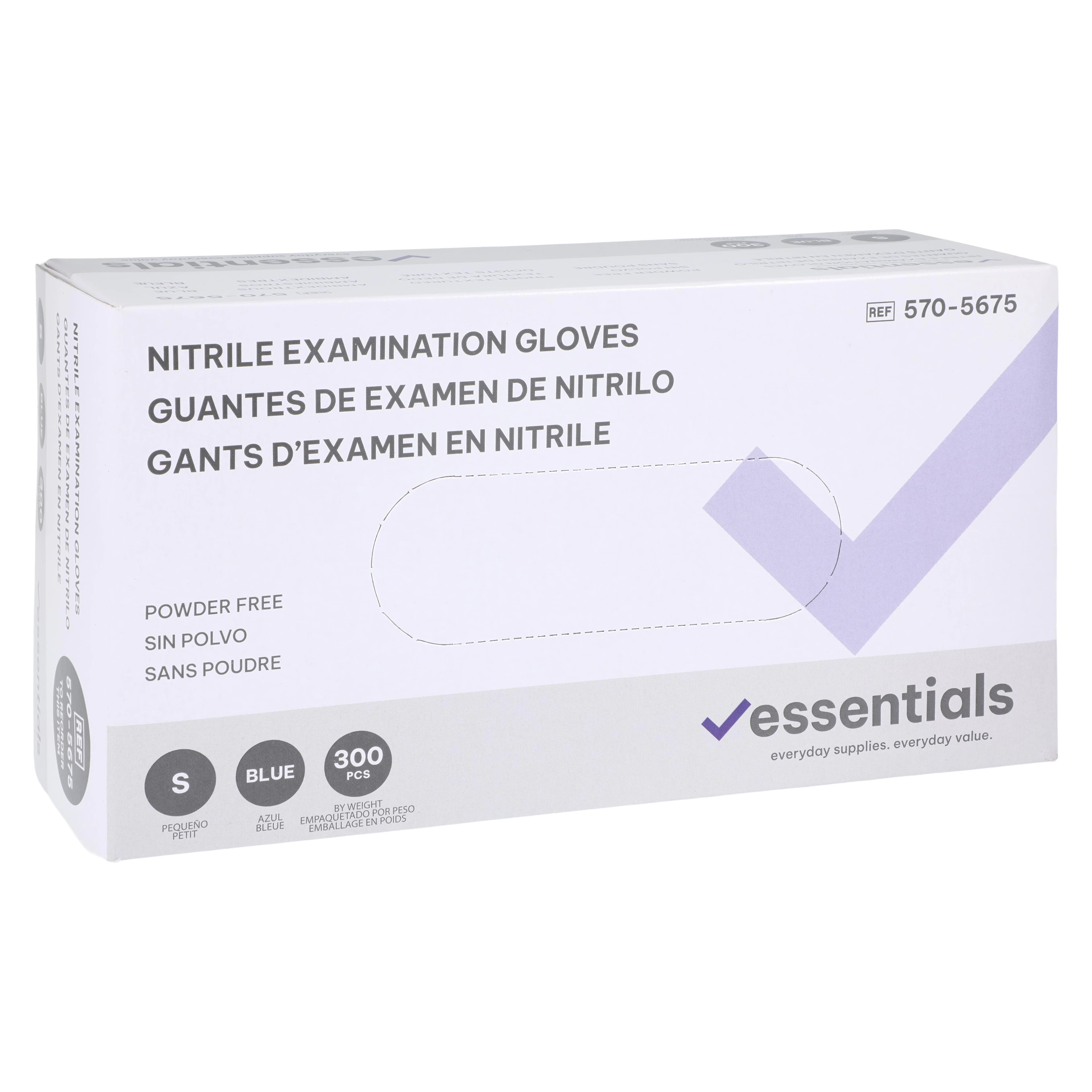 Essentials Healthcare Nitrile Exam Gloves, Small, Sky Blue, Non-Sterile, Powder-Free, 300/Box thumbnail 3