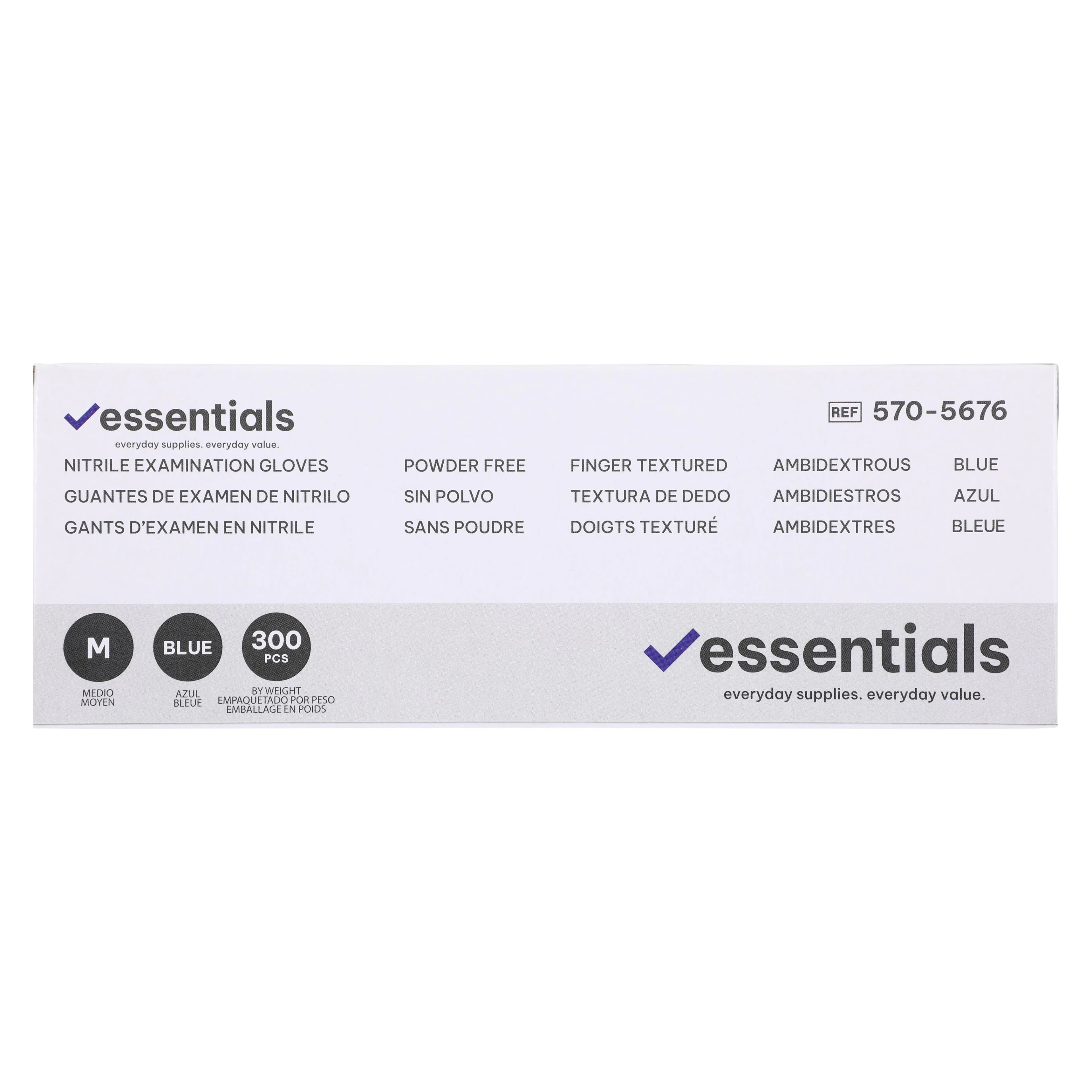 Essentials Nitrile Exam Gloves, Medium, Sky Blue, Non-Sterile, 300/Box thumbnail 5