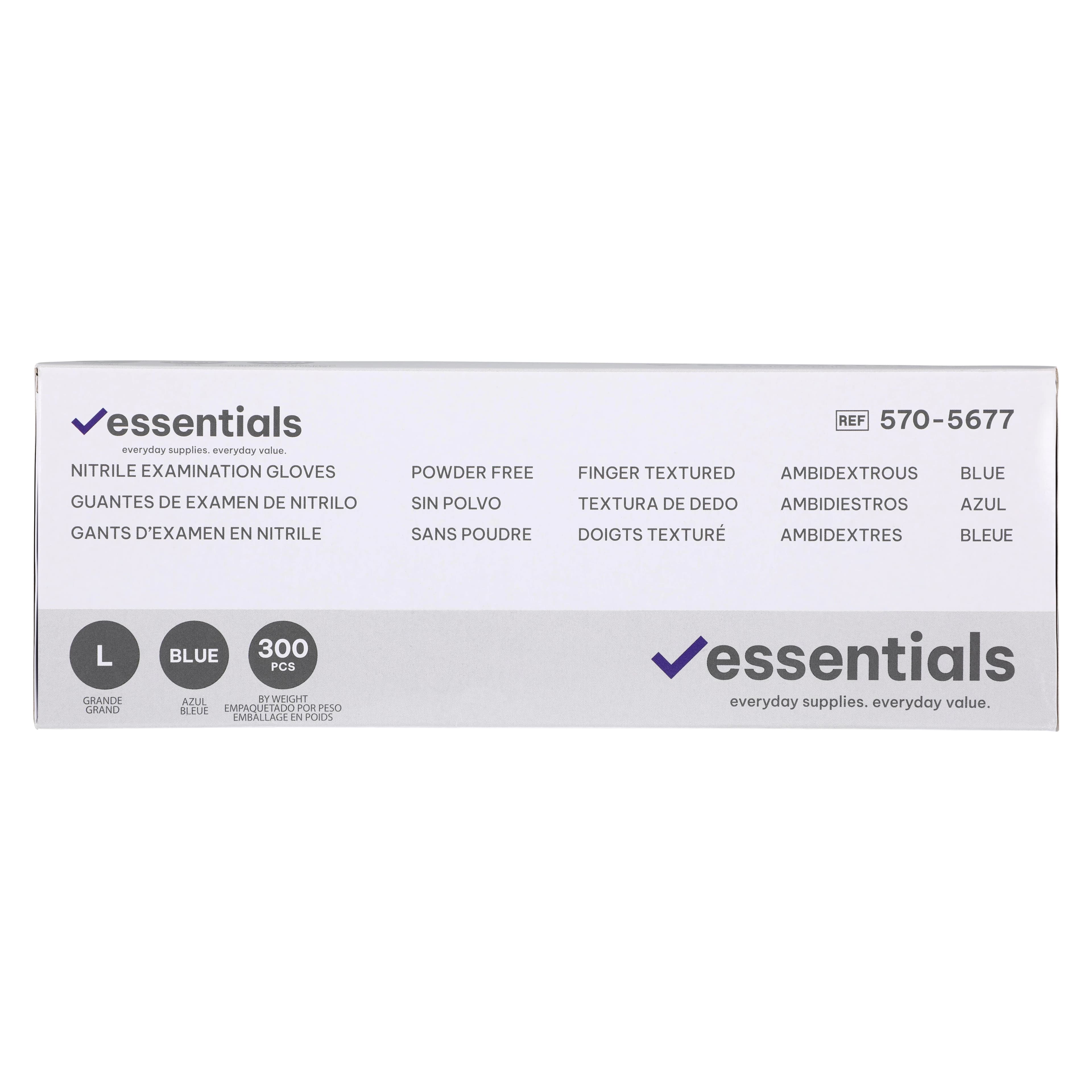 Essentials Nitrile Exam Gloves, Large, Sky Blue, Non-Sterile, 300/Box thumbnail 5