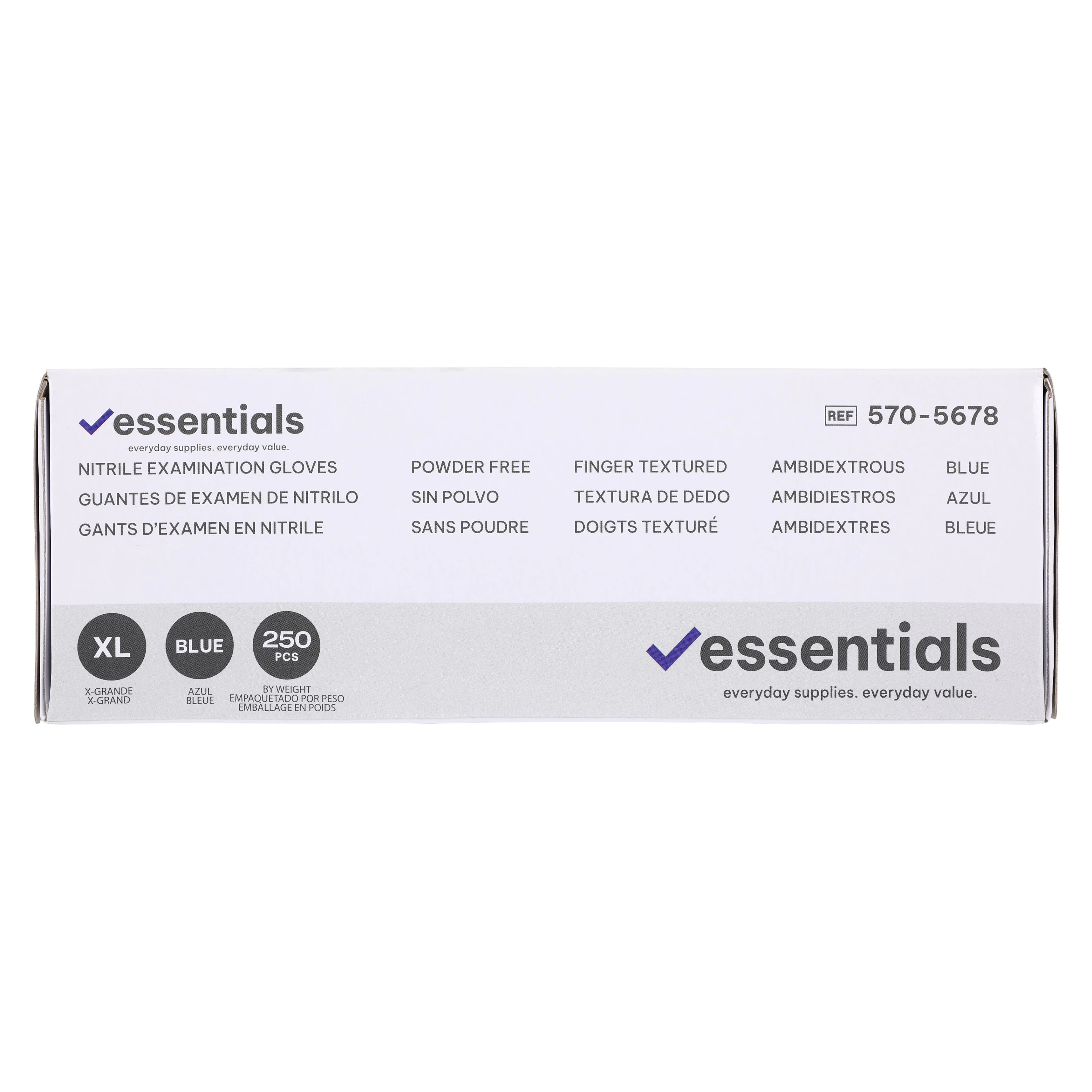 Essentials Healthcare Nitrile Examination Gloves, X-Large, Sky Blue, Non-Sterile, 250/Box thumbnail 5