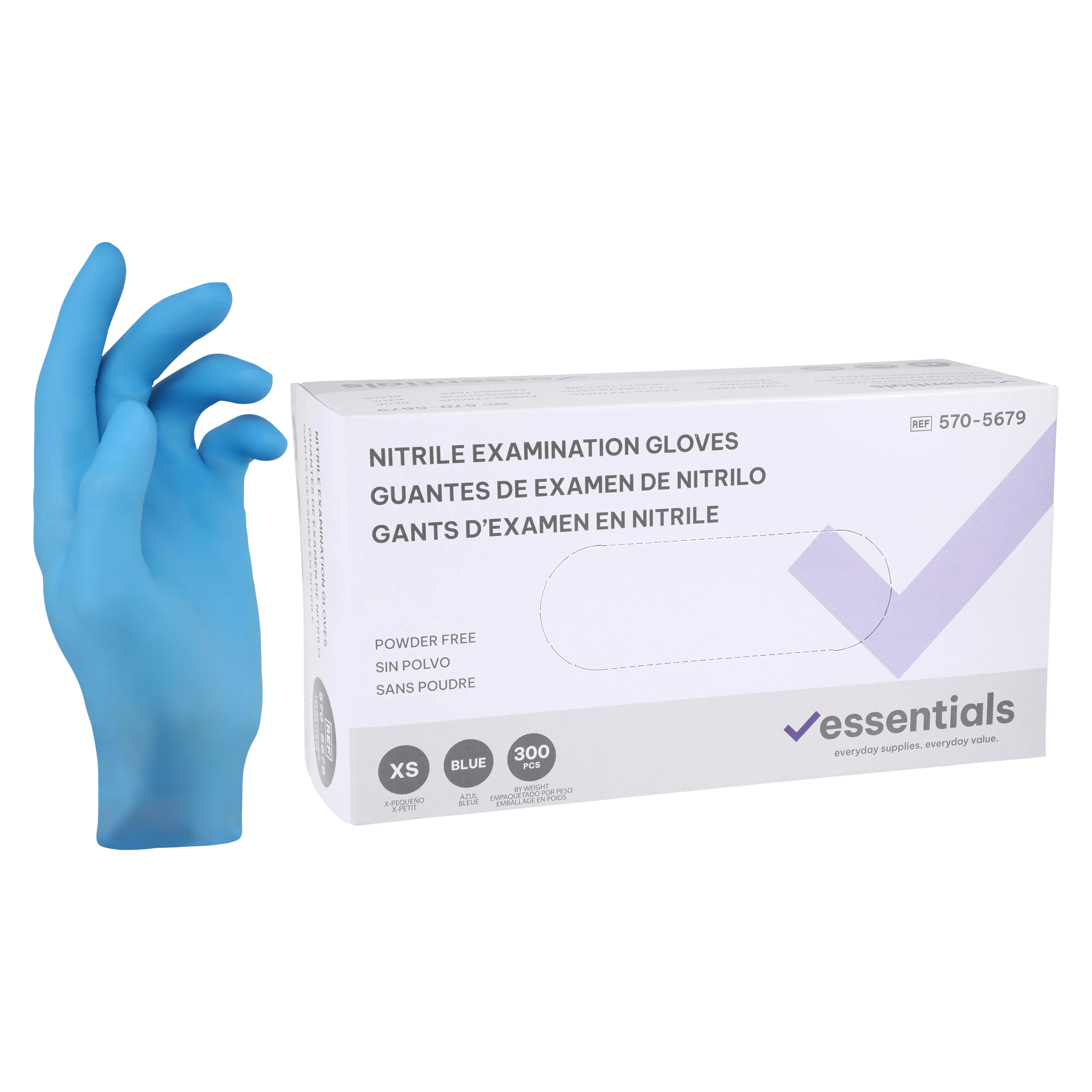 Essentials Nitrile Exam Gloves, X-Small, Sky Blue, Non-Sterile, 300/Box - Essentials Nitrile GloveSkyBlu - Image 1