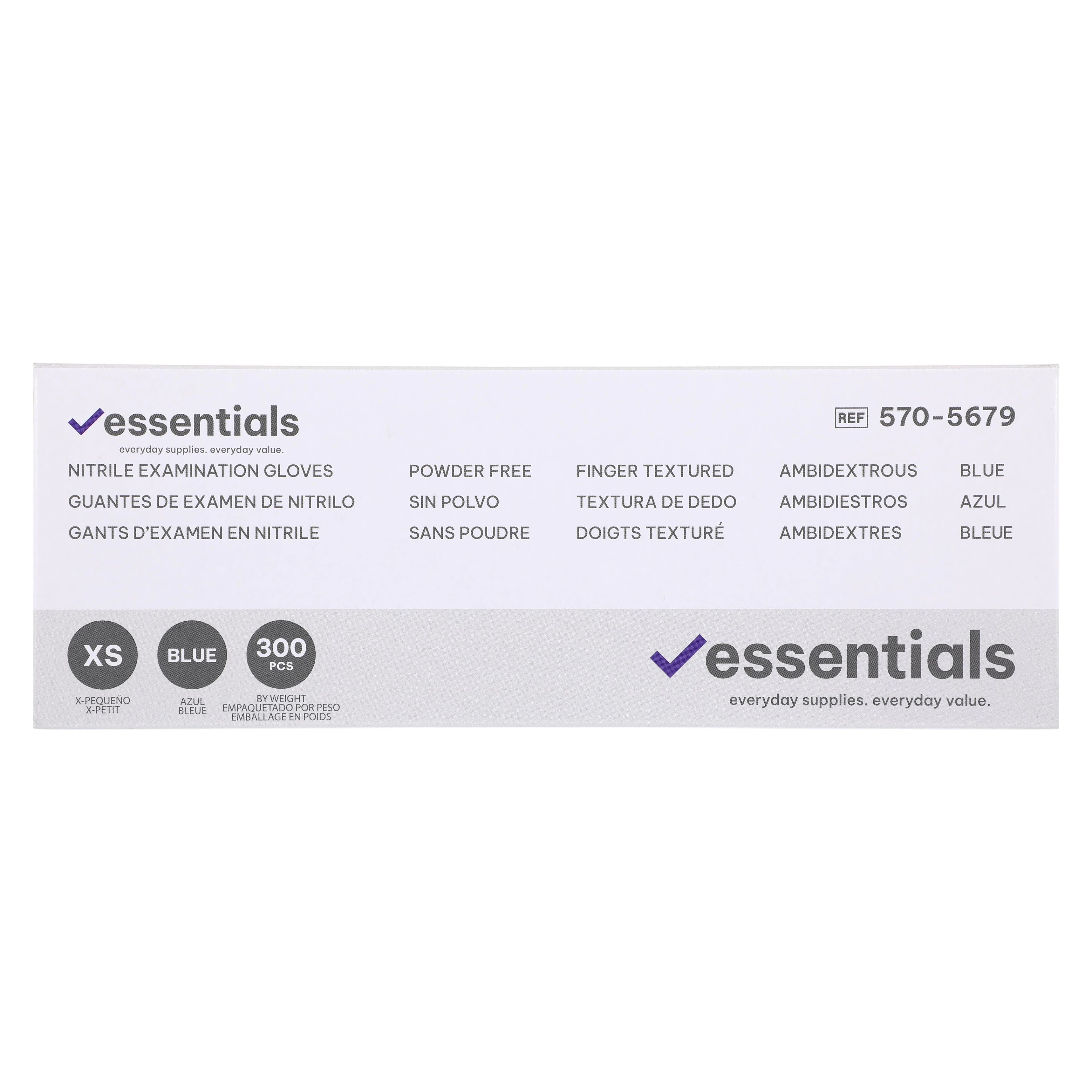 Essentials Nitrile Exam Gloves, X-Small, Sky Blue, Non-Sterile, 300/Box thumbnail 5