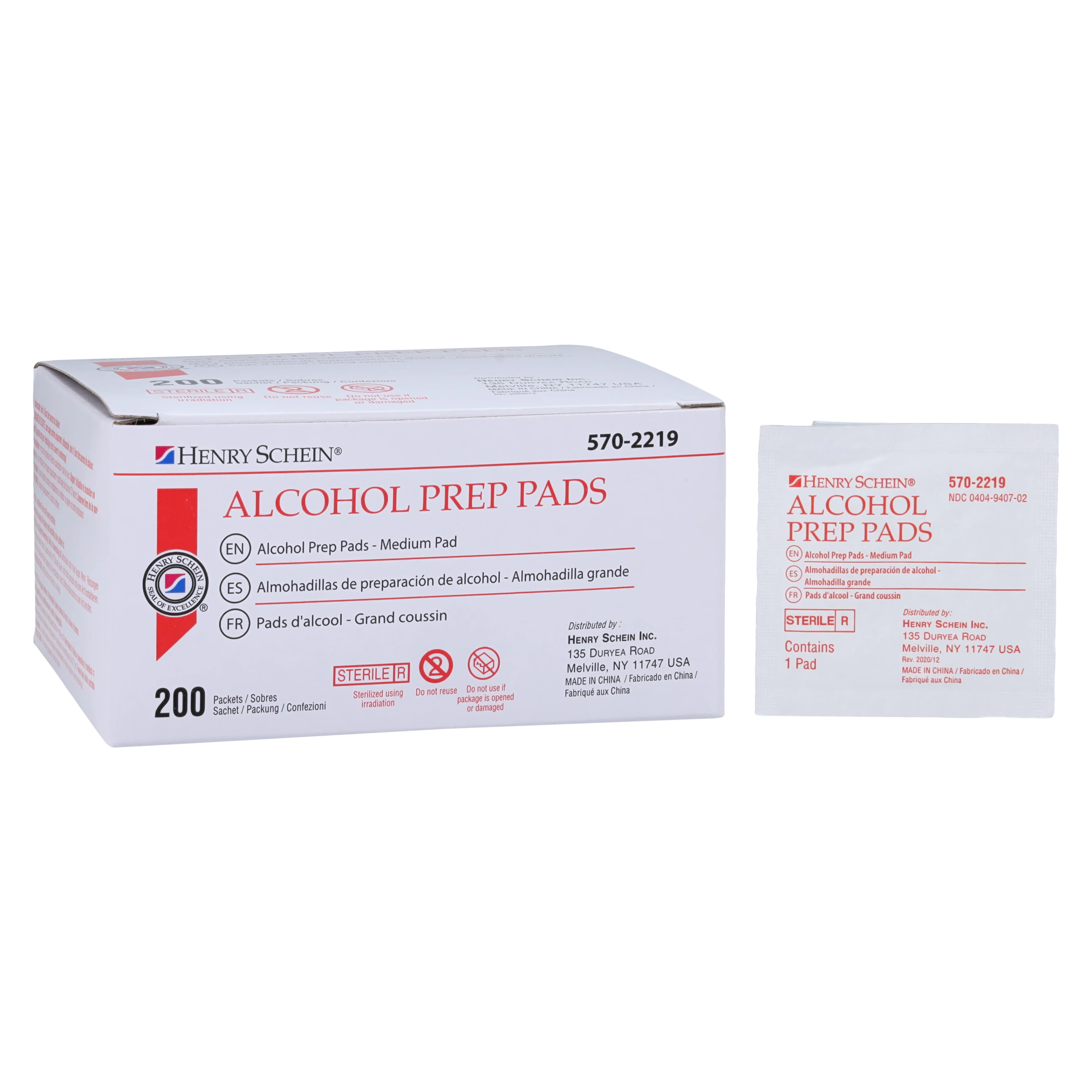 Henry Schein Alcohol Prep Pads, Medium, Sterile, 70% Isopropyl Alcohol, 30x30mm - Alcohol Prep Pads M Ste FF-DV - Image 1