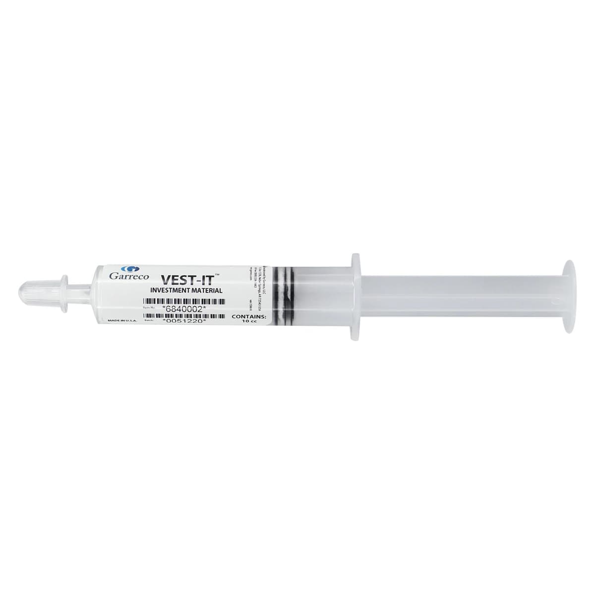 Garreco Vest-It Putty Syringe, 10 cc, Refractory High Heat - Vest-It Putty Syringe - Image 1