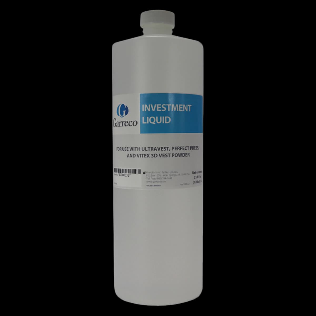 Garreco Investment Liquid, Colloidal Silica Formula, 16 oz (1 Liter) Bottle, 1/Pk - Garreco Investment Liquid, 16oz, 1/Pk - Image 1