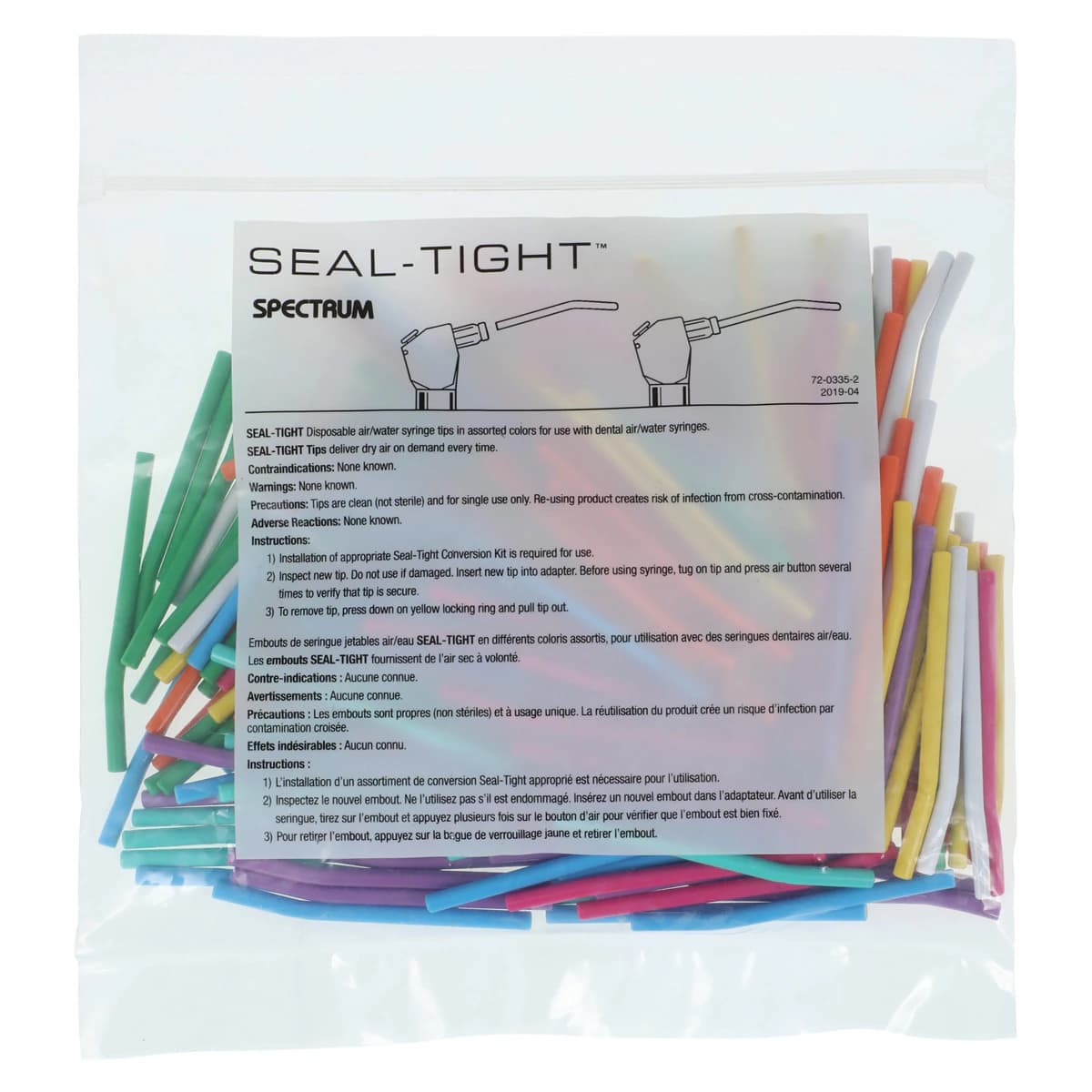 Kerr TotalCare Seal-Tight Spectrum Disposable Air/Water Syringe Tips, Assorted Colors, Bendable, 200/Bag, 72200 thumbnail 2