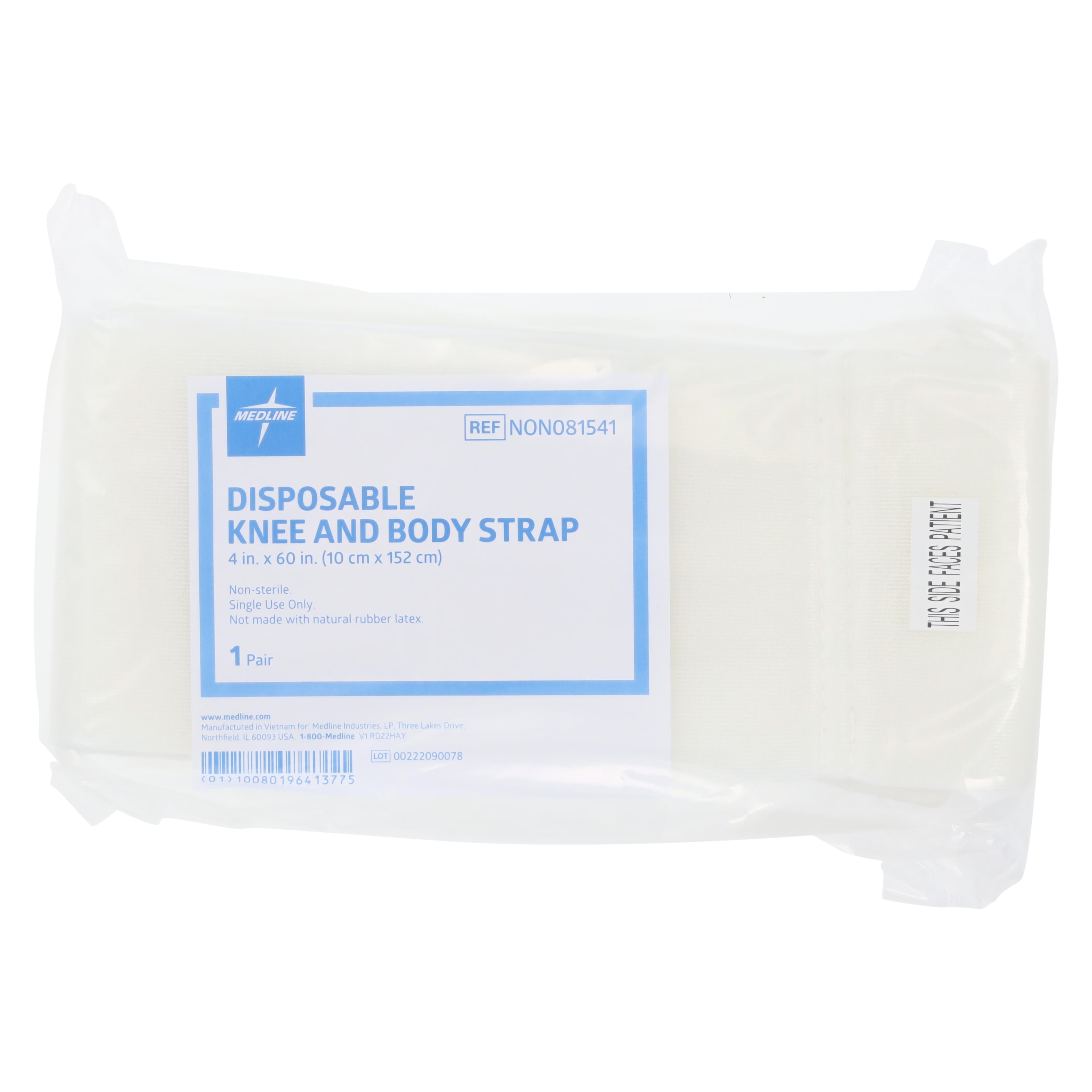 Medline Knee & Body Positioning Strap, Disposable, Adult, Foam, 60" x 4", Left/Right thumbnail 2