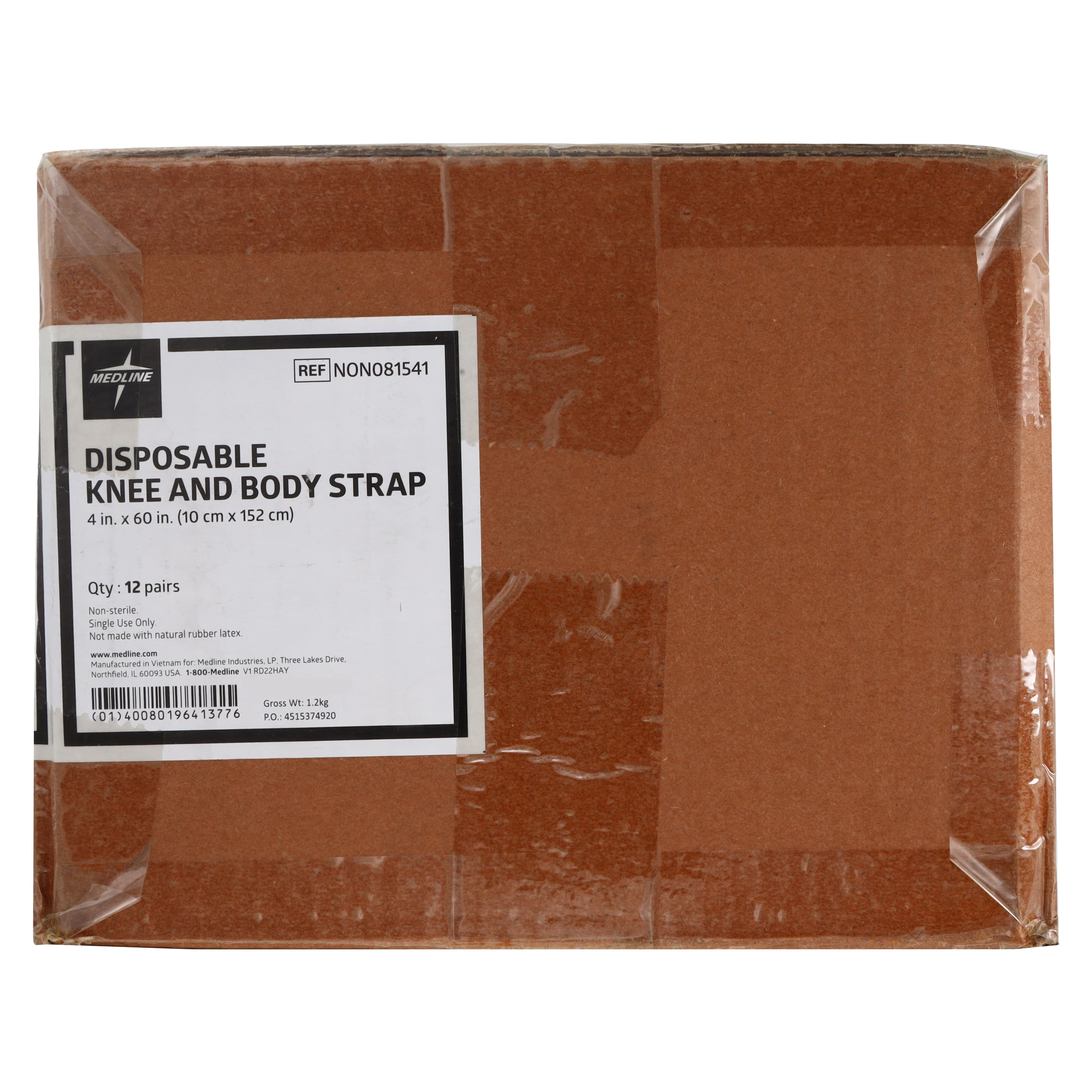 Medline Knee & Body Positioning Strap, Disposable, Adult, Foam, 60" x 4", Left/Right thumbnail 3