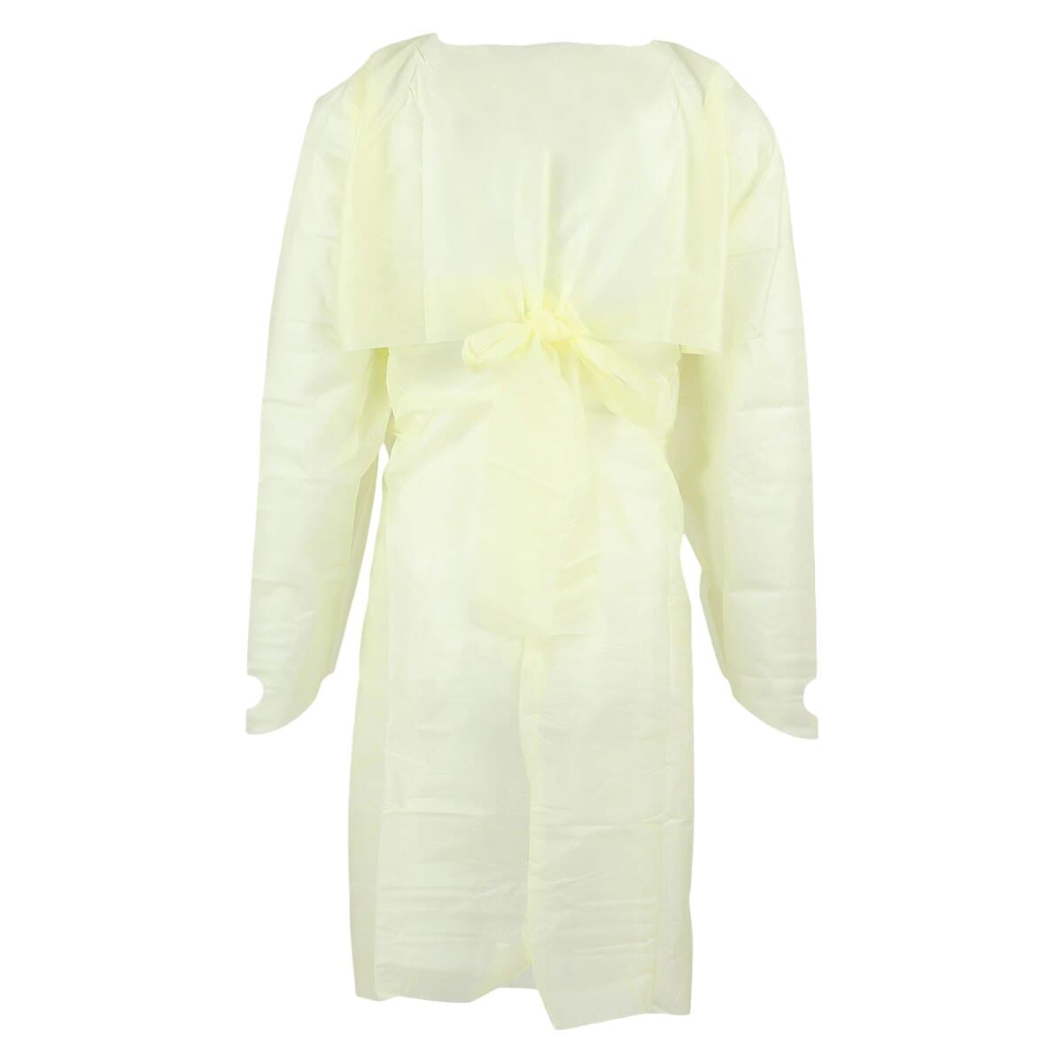 Cardinal Isolation Gown, Lightweight, Spunbond Polypropylene, Over-the-Head, Yellow, Universal Adult Size, 100/Case thumbnail 3