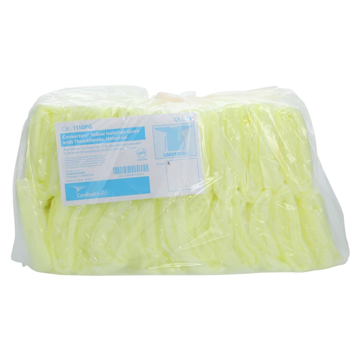 Cardinal Isolation Gown, Lightweight, Spunbond Polypropylene, Over-the-Head, Yellow, Universal Adult Size, 100/Case thumbnail 5