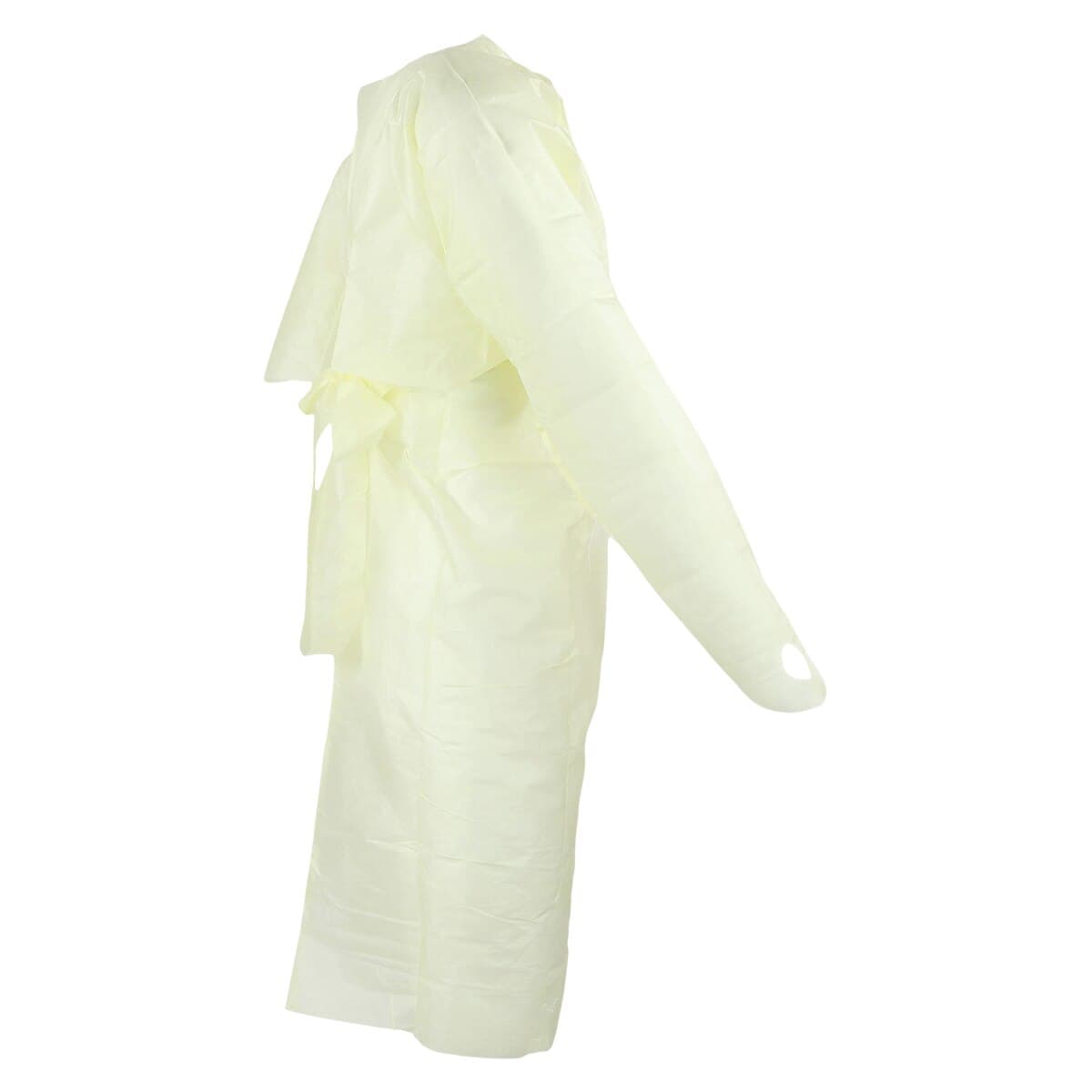 Cardinal Isolation Gown, Lightweight, Spunbond Polypropylene, Over-the-Head, Yellow, Universal Adult Size, 100/Case thumbnail 2