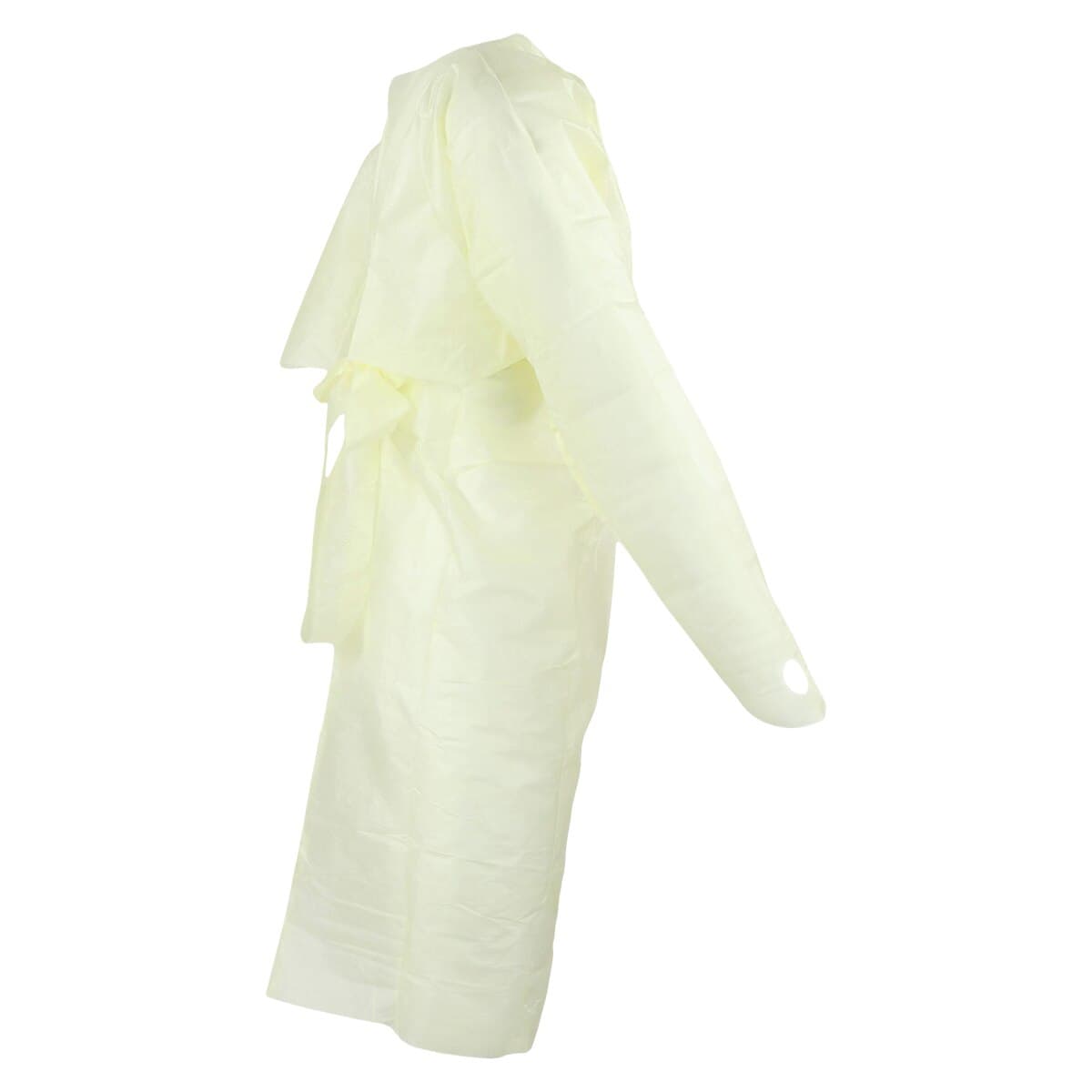 Cardinal Gown Iso SMS Overhead Yellow, Disposable Isolation, Adult Universal Size, Non-Sterile, Open Back, 25/Bag thumbnail 2