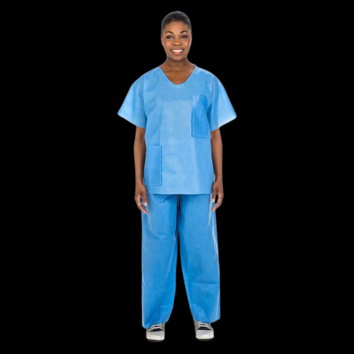 Cardinal Health SMS Unisex Scrub Shirt, X-Large, Blue, Short Sleeve, V-Neck, 60/Case - Shirt Scrub SMS Unisex Blue Xl - Image 1