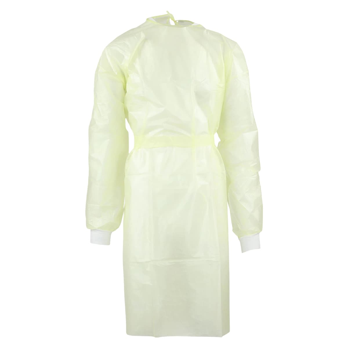 Cardinal Gwn Iso Polycoated Full Back Isolation Gown, Yellow, Universal Adult Size, 10/Bag - Gwn Iso Polycoated Full Bck Yl - Image 1