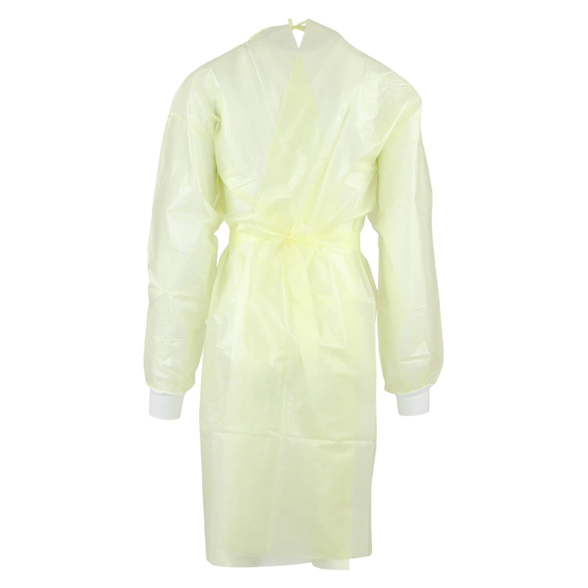 Cardinal Gwn Iso Polycoated Full Back Isolation Gown, Polypropylene Coated, Adult X-Large, Yellow, 10/Bag thumbnail 3