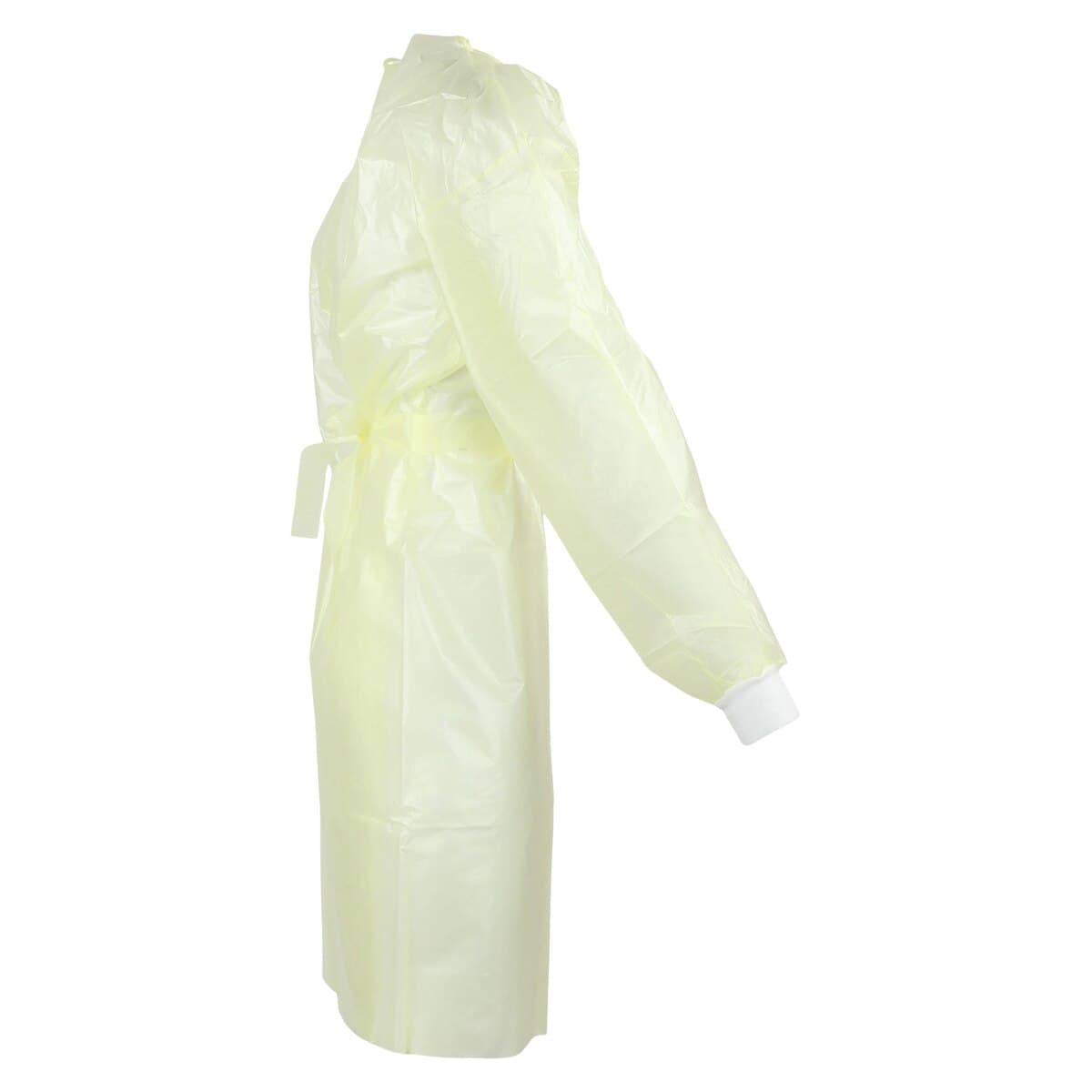 Cardinal Gwn Iso Polycoated Full Back Isolation Gown, Polypropylene Coated, Adult X-Large, Yellow, 10/Bag thumbnail 2