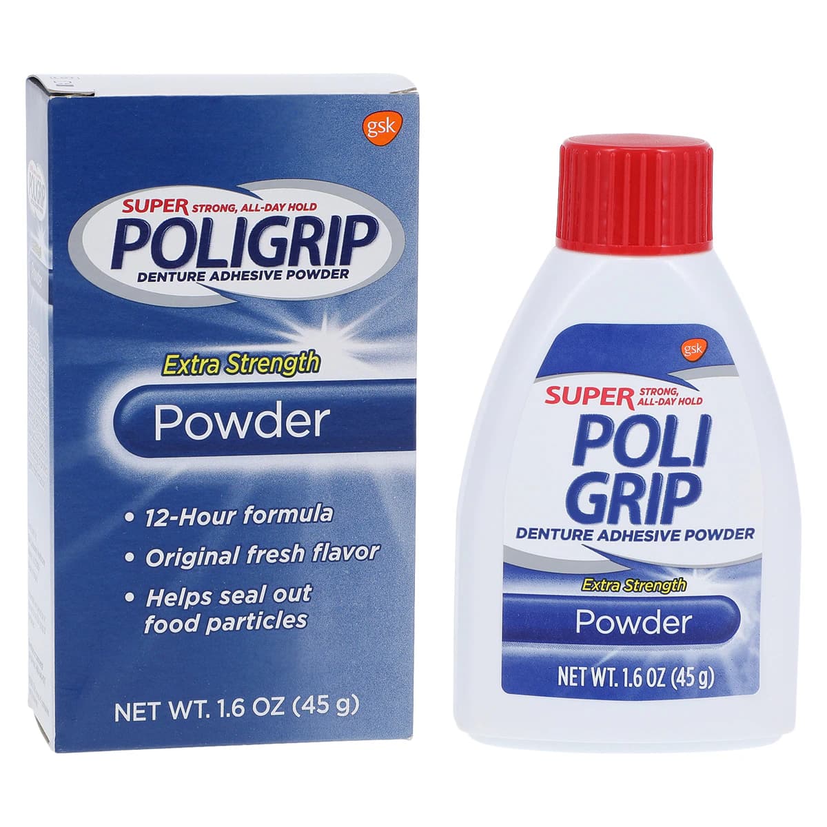 Super Poligrip Extra Strength Denture Adhesive Powder, 1.6 oz, Pack of 6 thumbnail 2