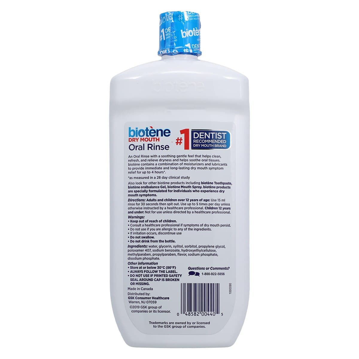 Biotene Dry Mouth Oral Rinse, 33.8 oz, Mild Mint, Alcohol-Free, Fluoride-Free thumbnail 2