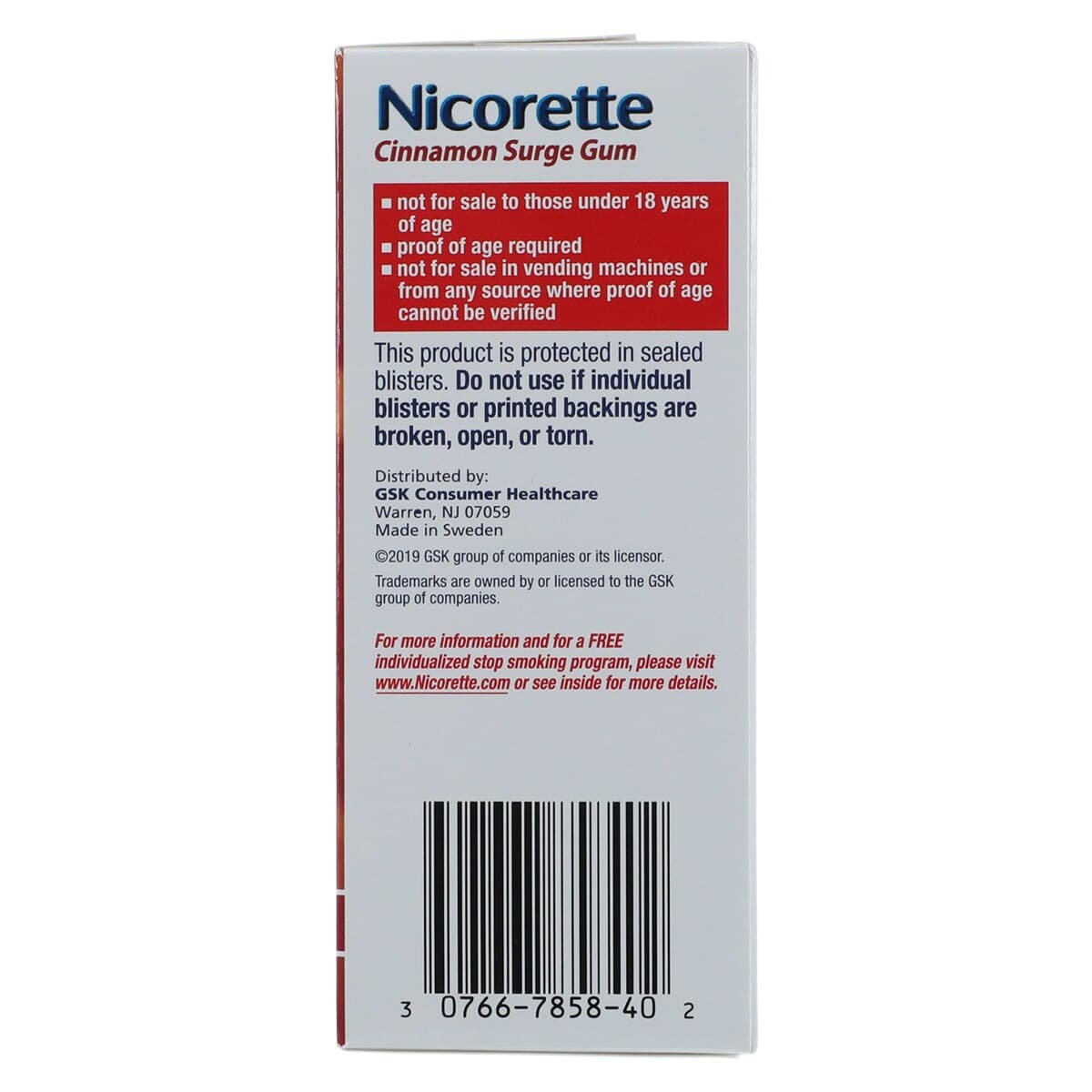 Nicorette Nicotine Polacrilex Gum, Cinnamon, 2 mg, 100 Pieces/Pack thumbnail 4