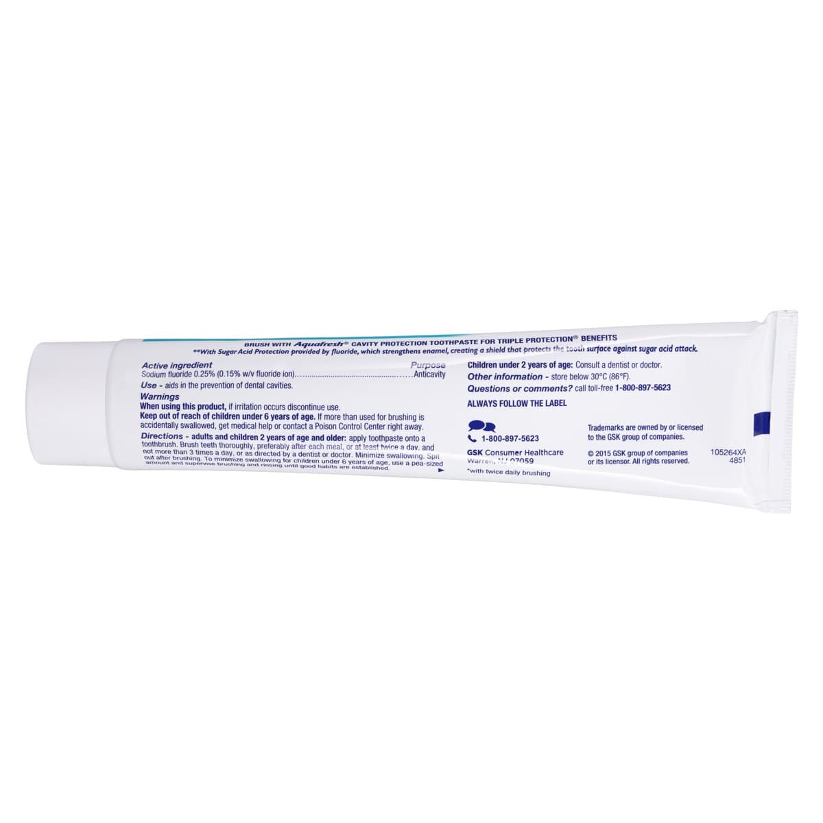 Aquafresh Cavity Protection Cool Mint Toothpaste, 5.6 oz Tube, 0.25% NaF thumbnail 4