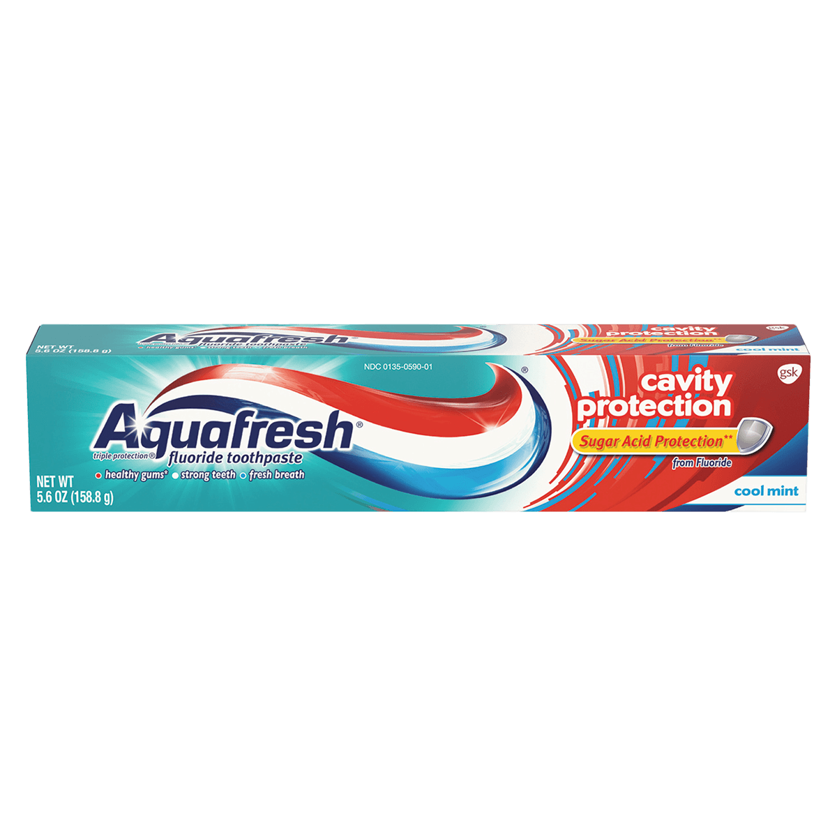 Aquafresh Cavity Protection Cool Mint Toothpaste, 5.6 oz Tube, 0.25% NaF thumbnail 2